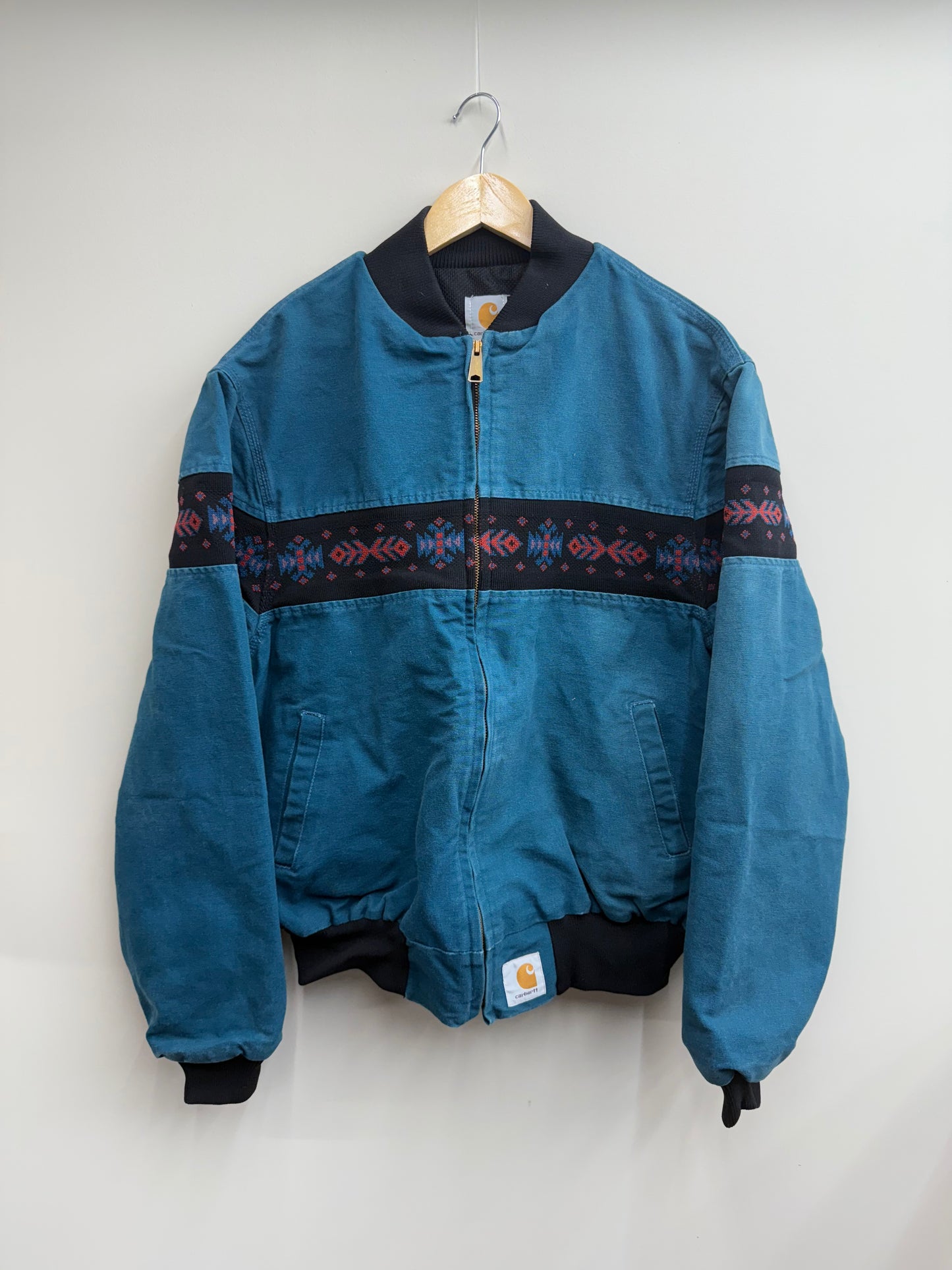 Vintage 90s Carhartt Santa Fe Jacket ā Teal Aztec Western Style ā Size L šµš„