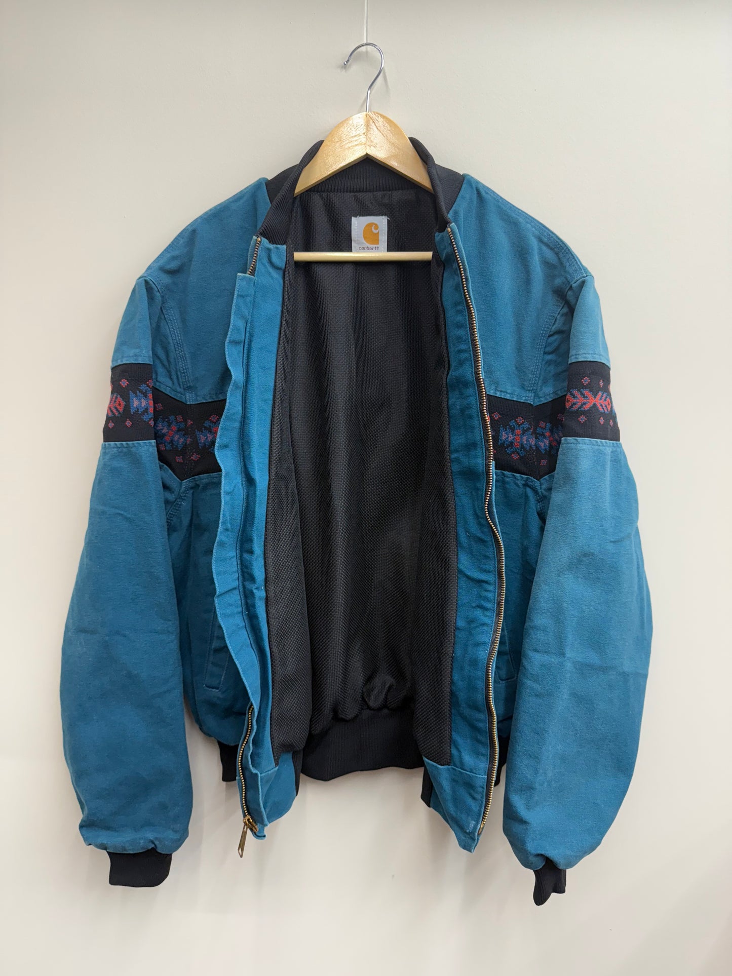Vintage 90s Carhartt Santa Fe Jacket ā Teal Aztec Western Style ā Size L šµš„