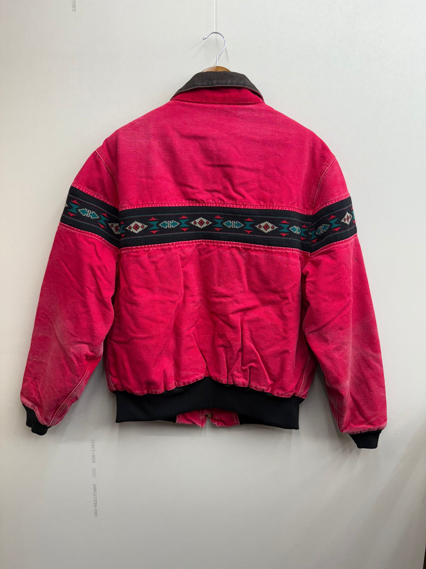 Vintage Carhartt Jacket Men’s L Red Aztec Navajo Southwestern Bomber Workwear