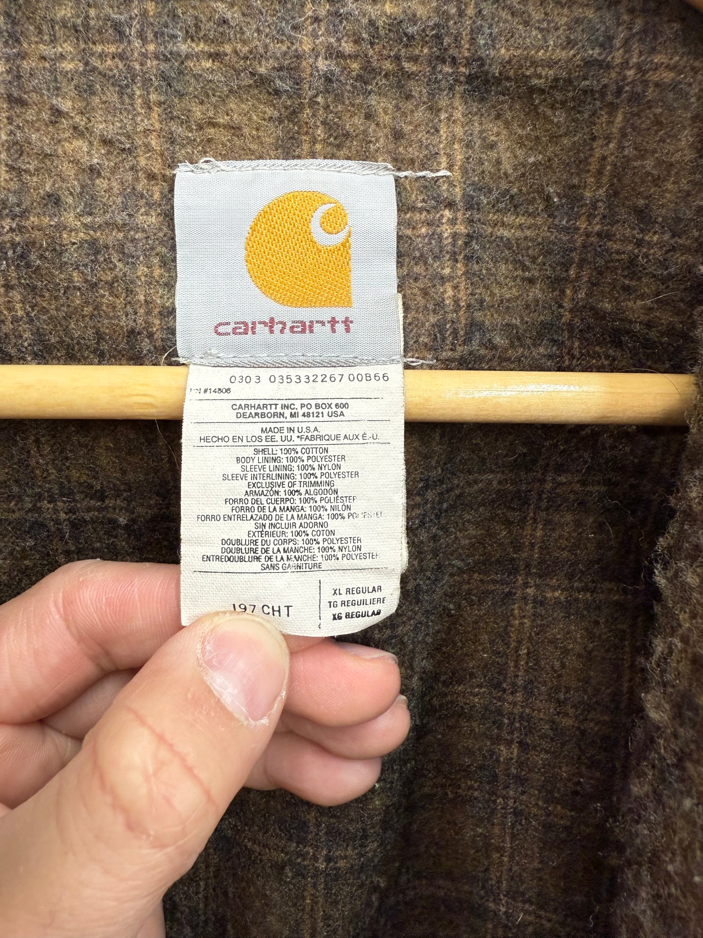 Carhartt Detroit Jacket Blanket Lined Chestnut Brown J97 CHT Size XL (Fits L)