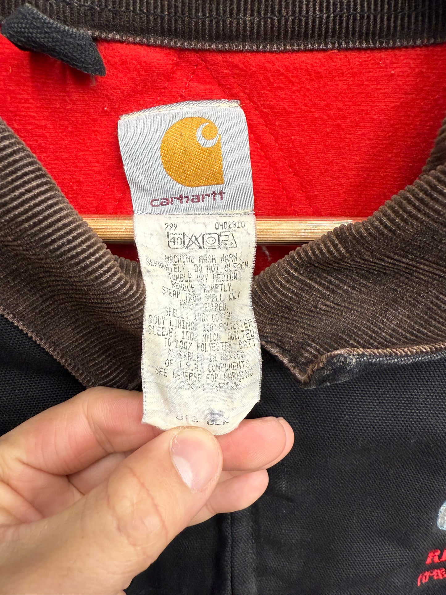 VTG Carhartt Jacket Mens 2XL Black Santa Fe Bomber (Fits XL)