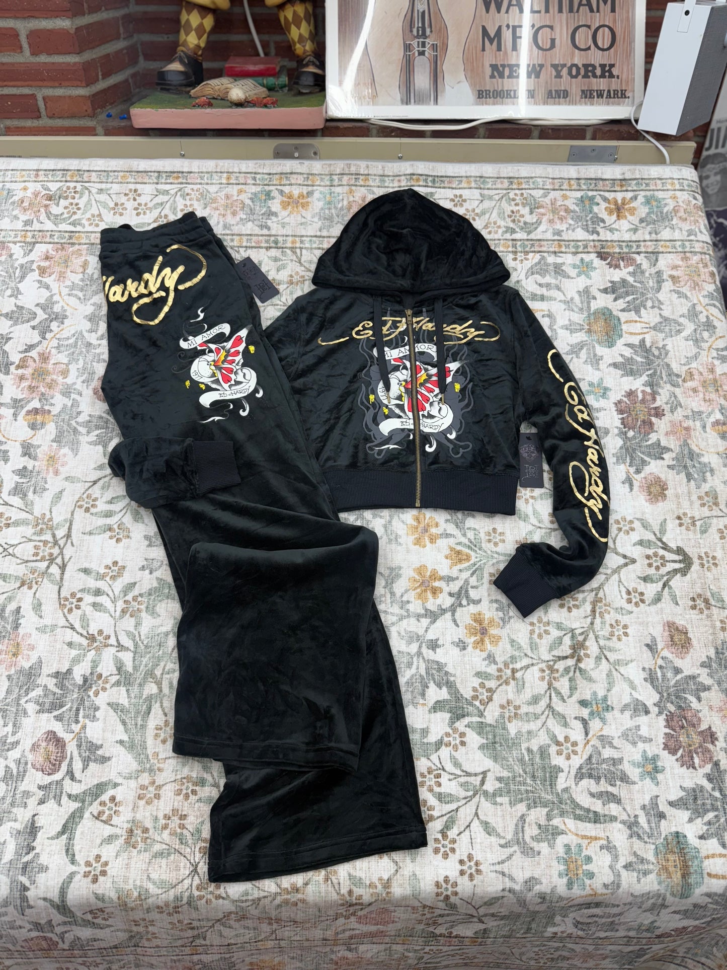 Ed Hardy Black Velour Tracksuit – Limited Edition (new)