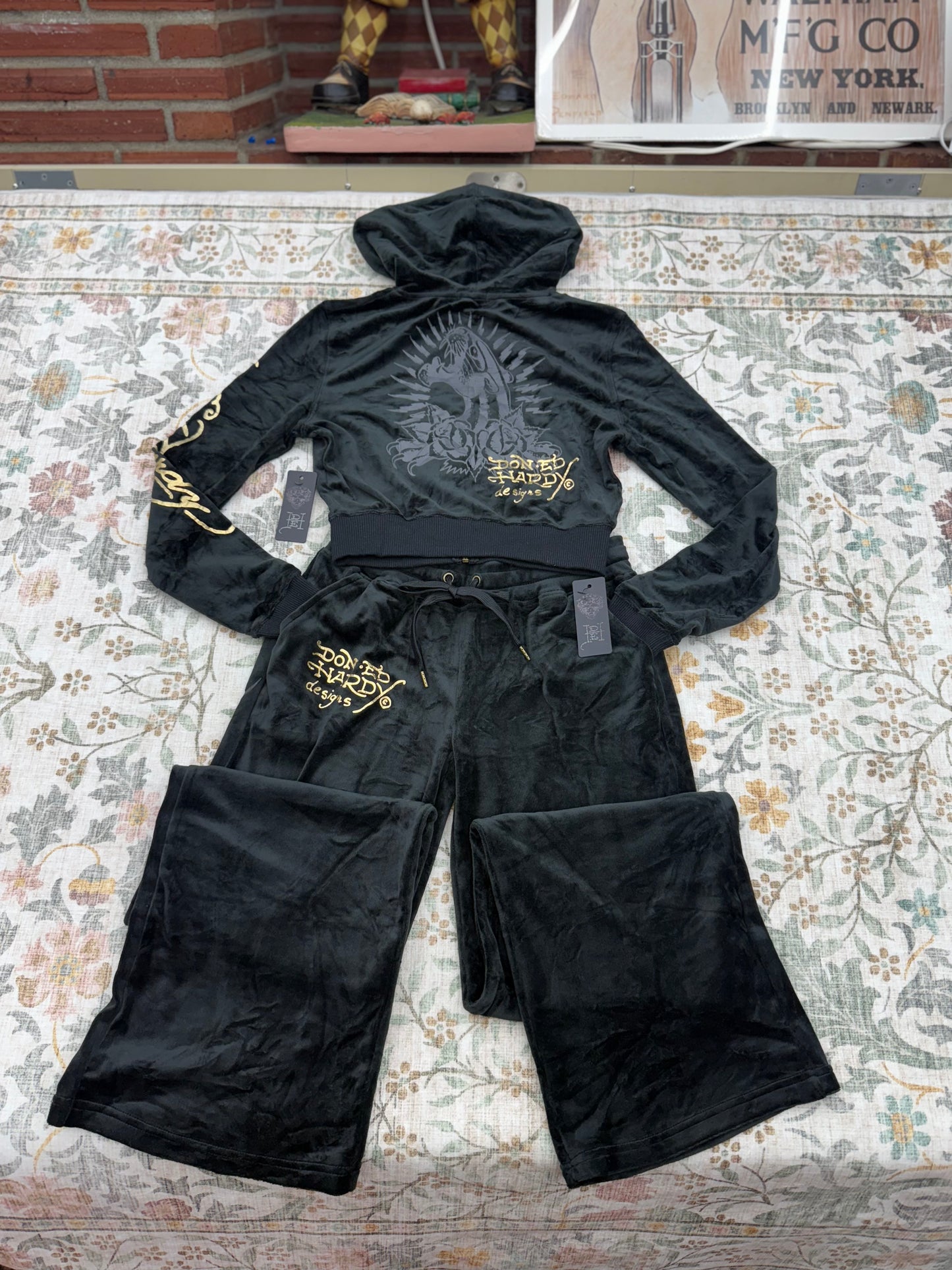 Ed Hardy Black Velour Tracksuit – Limited Edition (new)