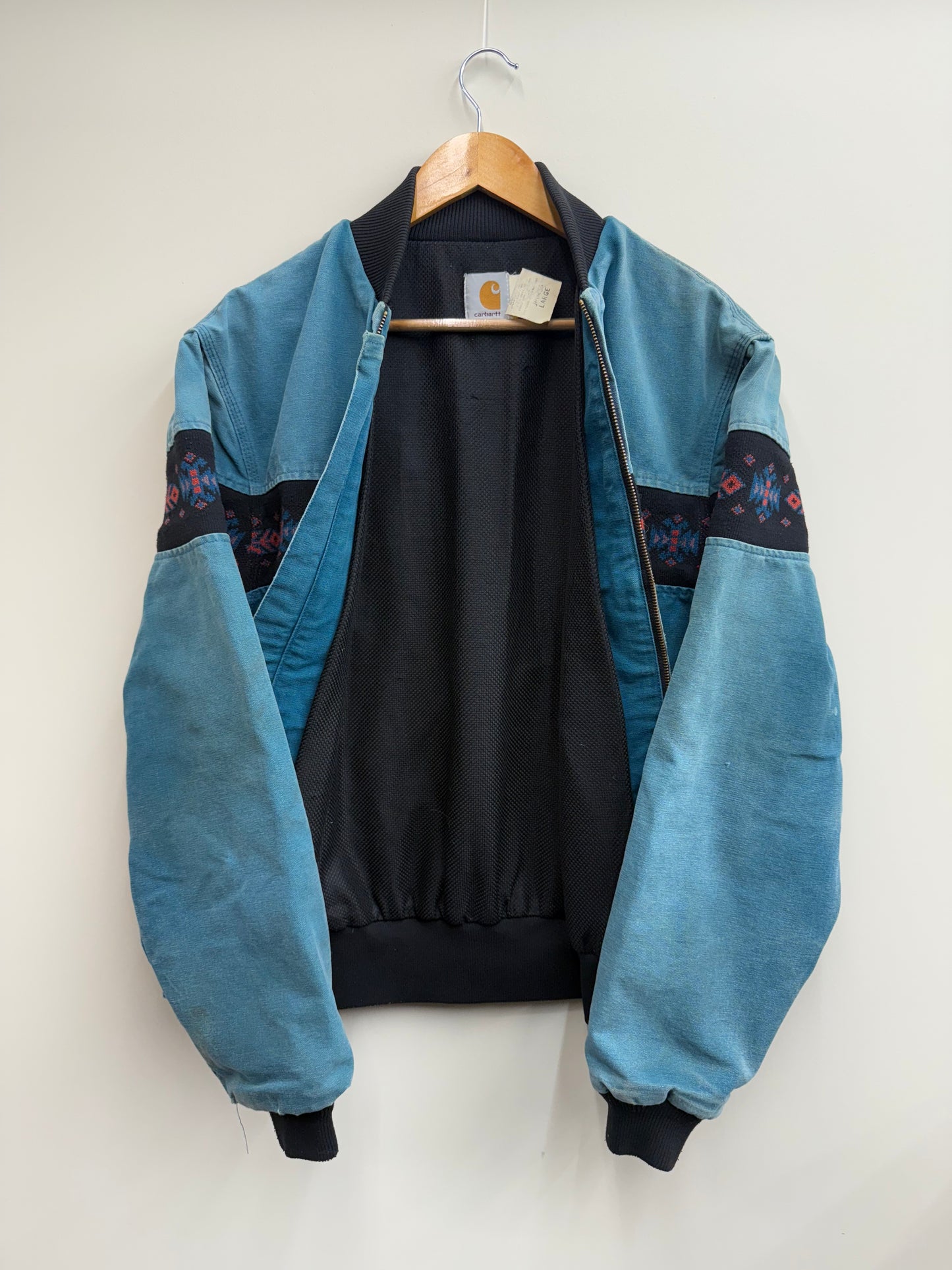 Vintage 90s Carhartt Santa Fe Jacket β Teal Aztec Western Style β Size L π΅π₯
