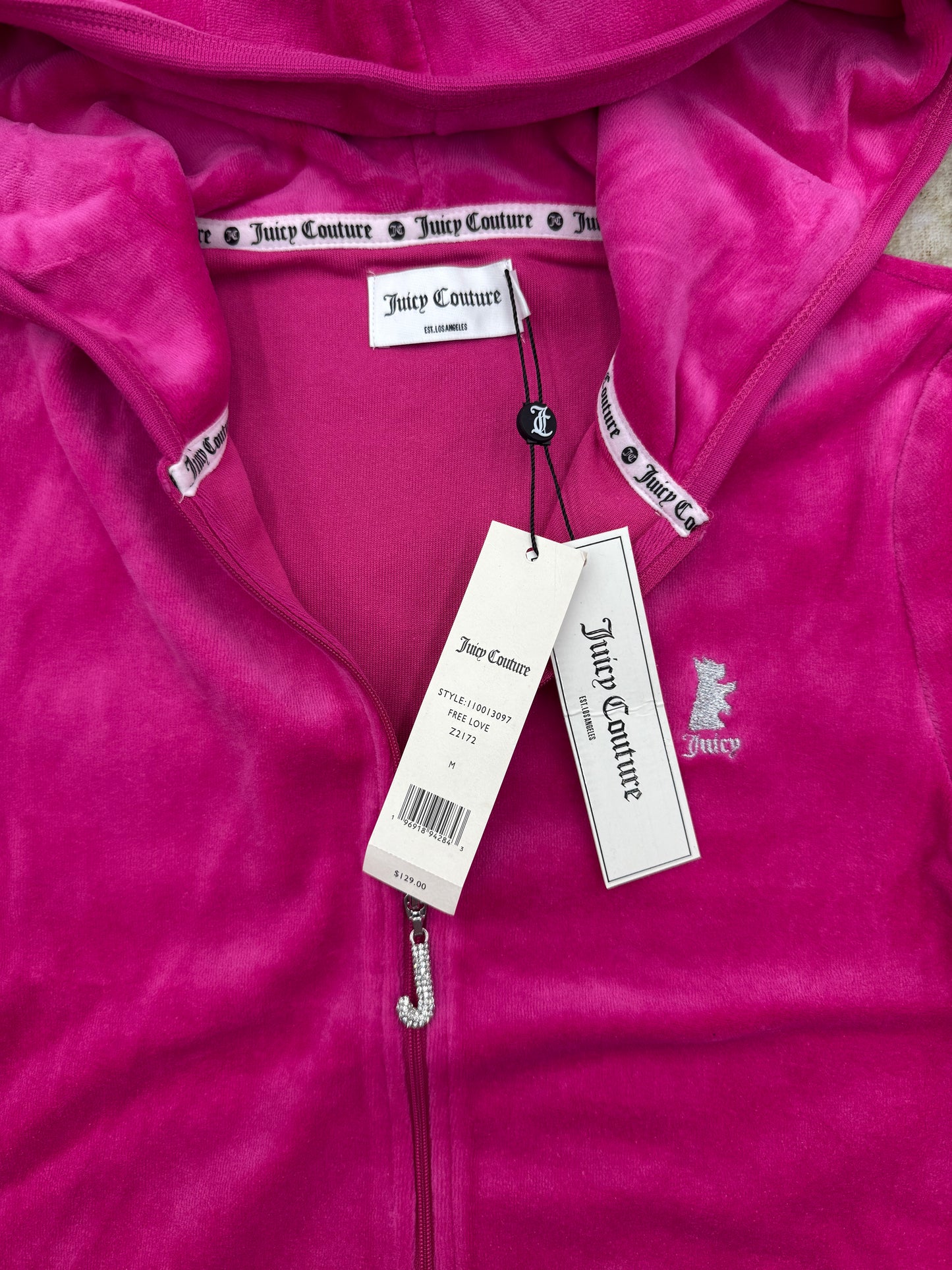 Juicy Couture Hot Pink Velour Hoodie – Y2K Glam Style ( new)