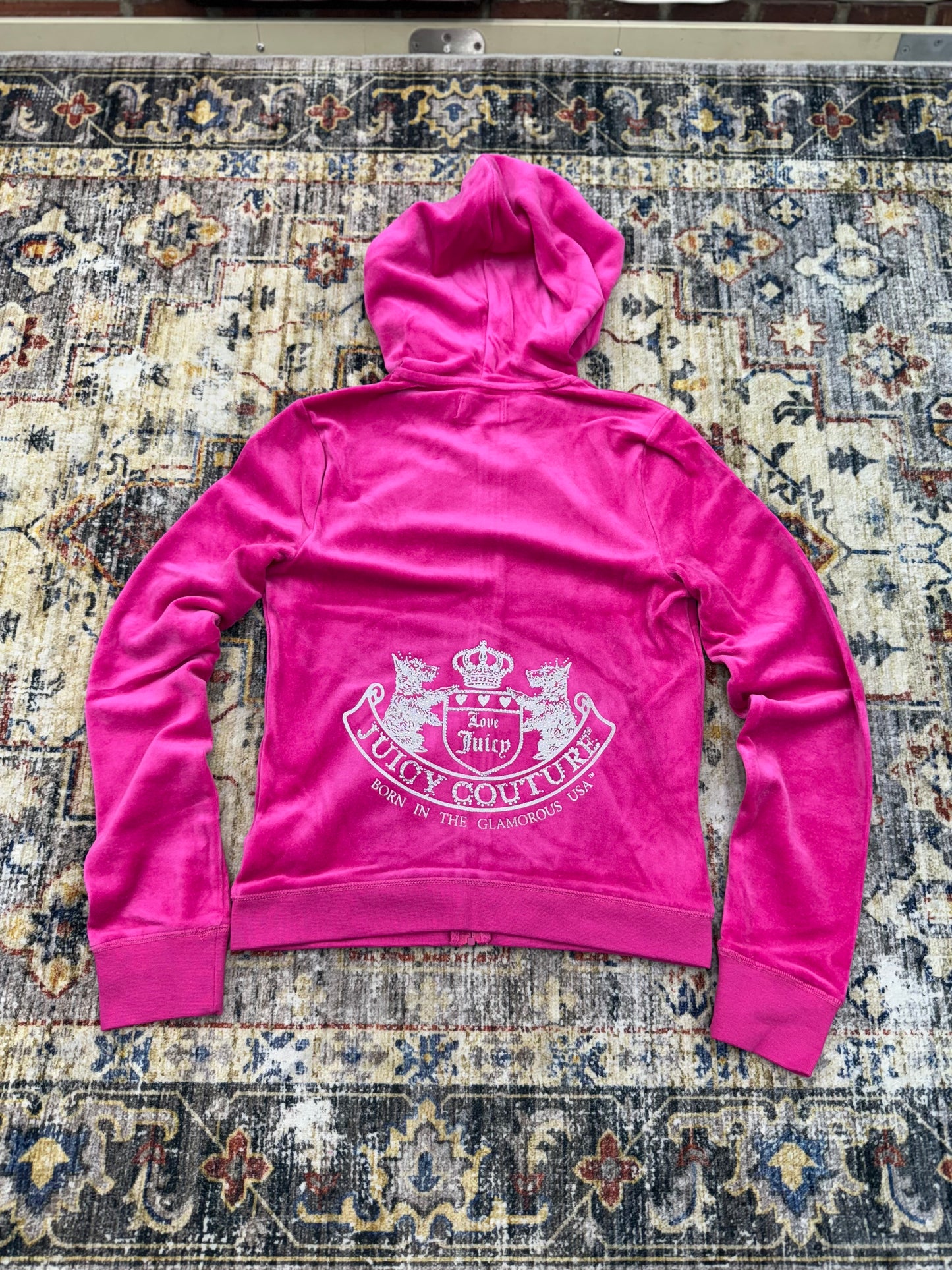 Juicy Couture Hot Pink Velour Hoodie – Y2K Glam Style ( new)