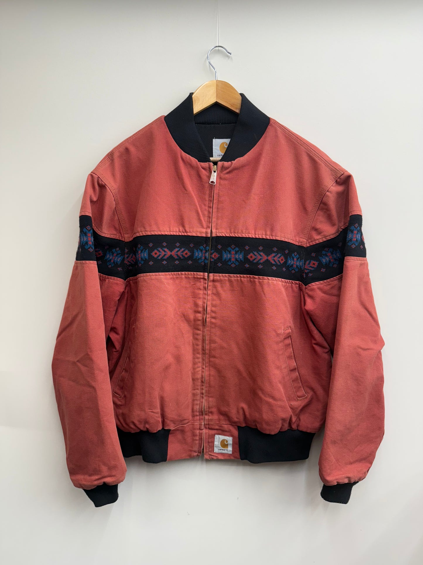 Vintage 90s Carhartt Santa Fe Jacket – Rust Brown Aztec Southwest – Men’s L 🔥🌵