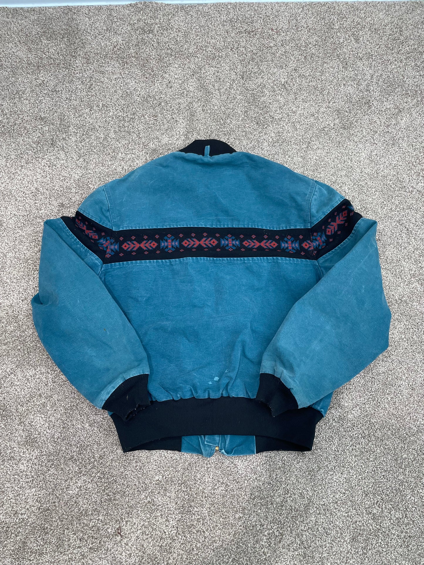 Vtg Carhartt Jacket Aztec 90s Santa Aqua Green Southwest