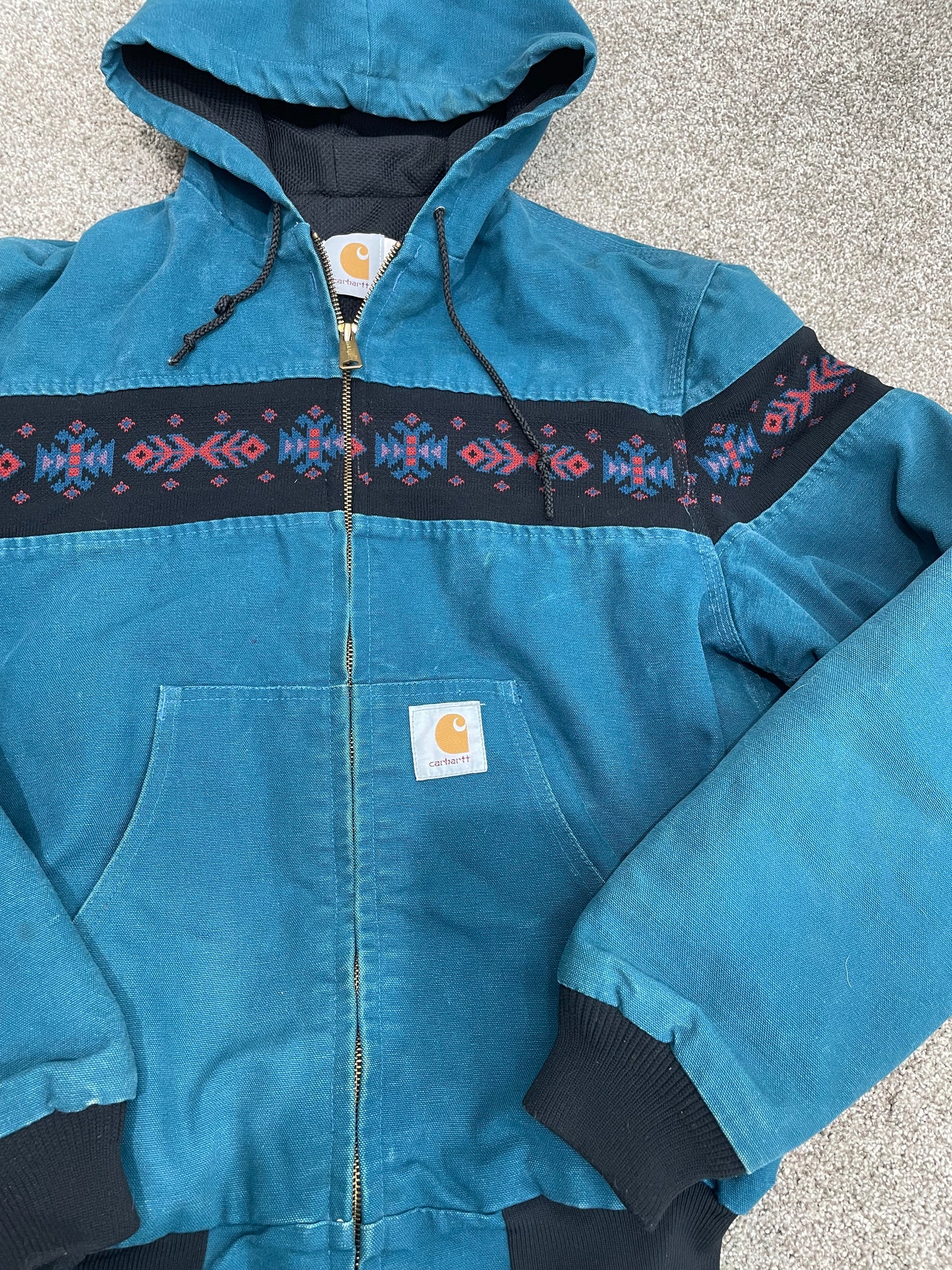 Vtg Carhartt hoodie Jacket Aztec 90s