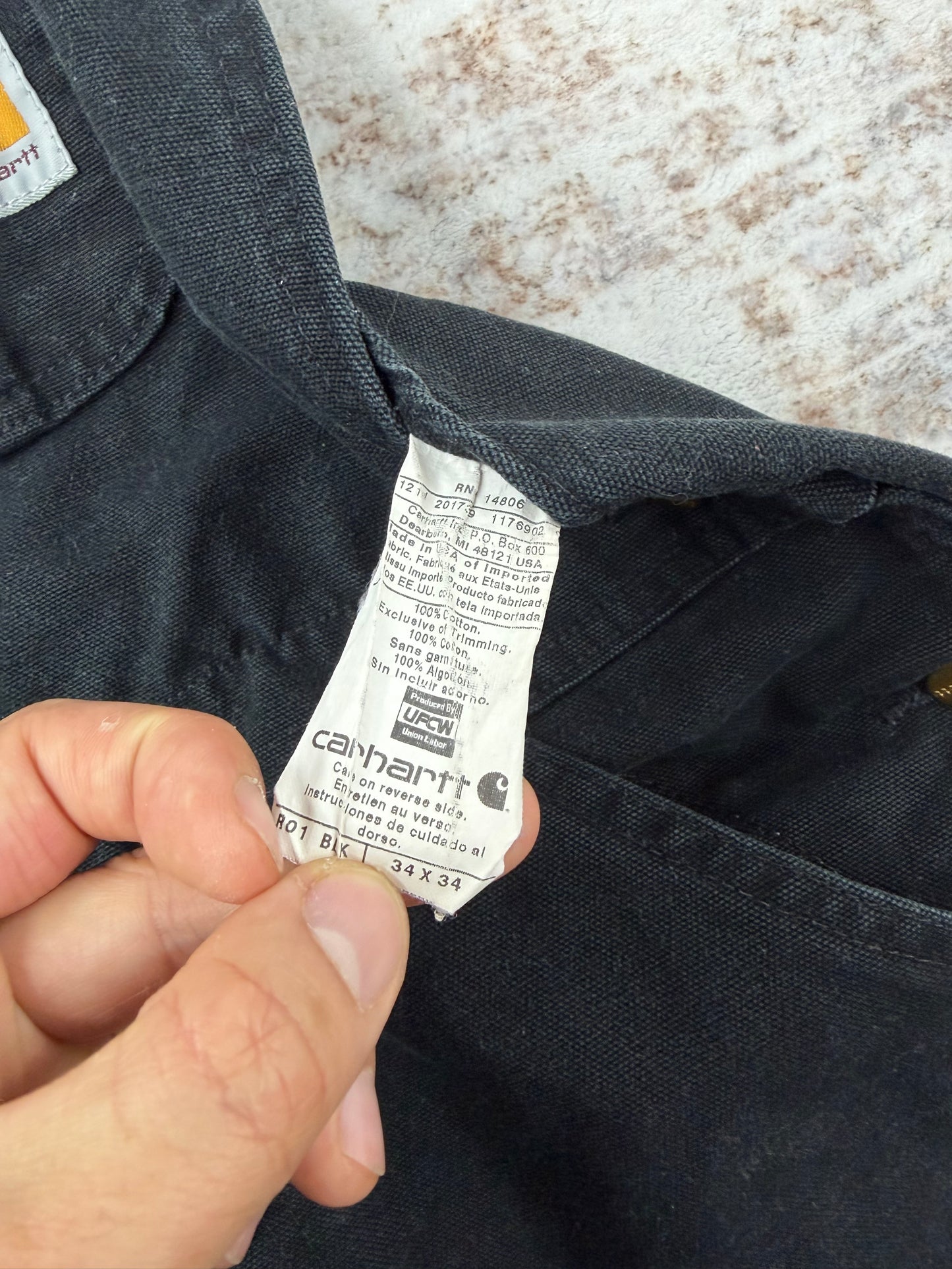 Vintage Carhartt Black Duck Double Knee Overalls Size 34x34