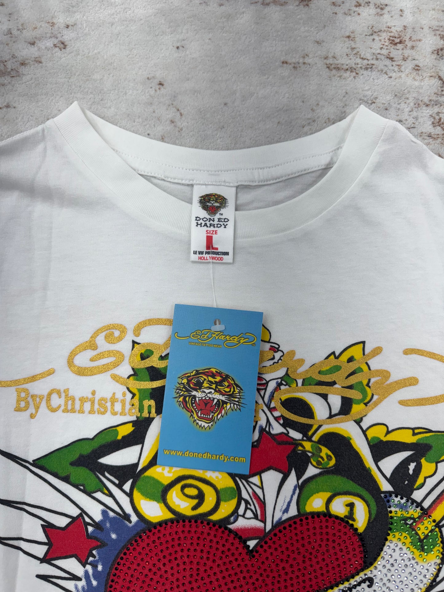 Vintage y2k ED Hardy & Christian audigier women Tee size S/M/L ( NEW)