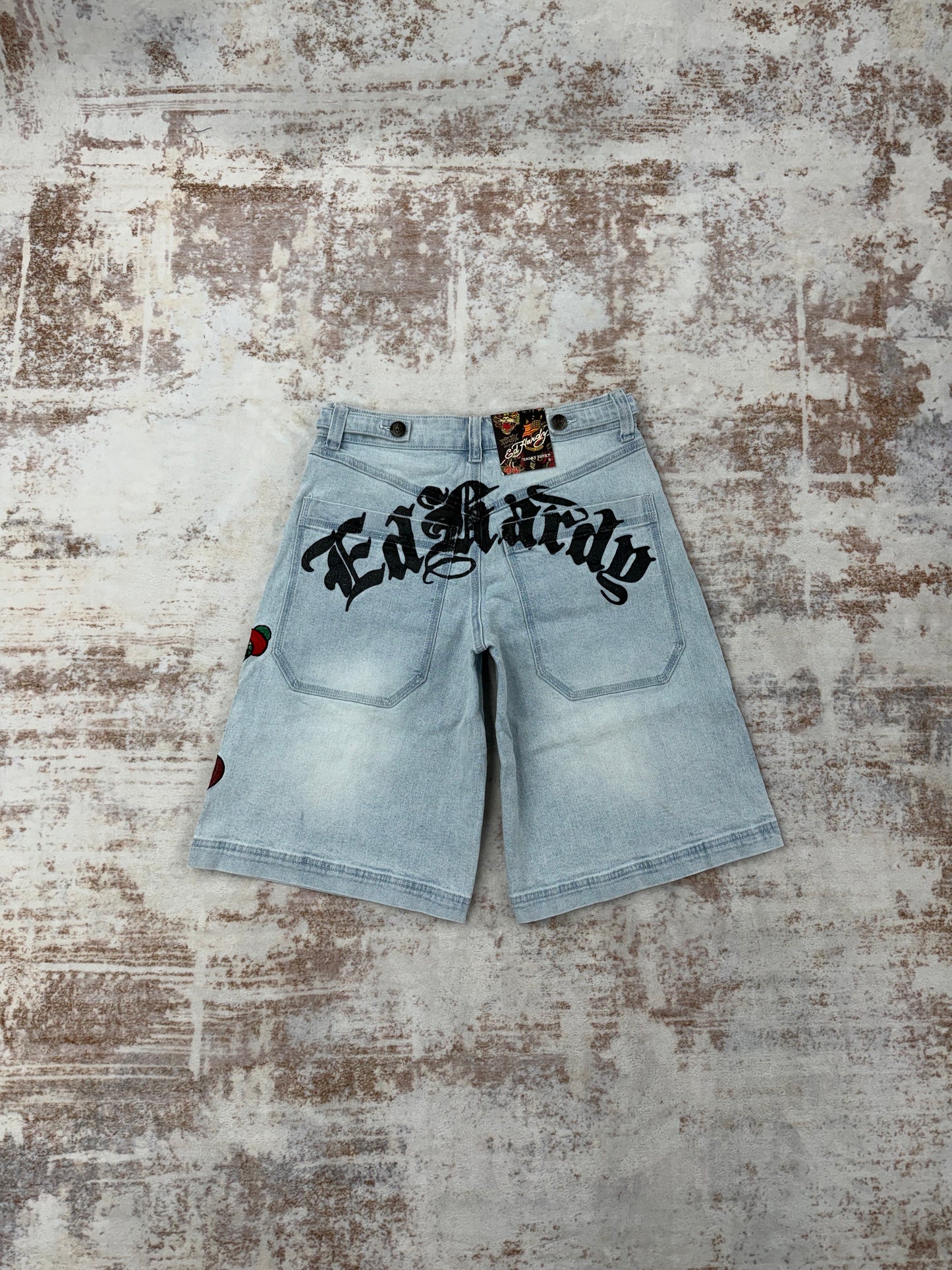 Ed Hardy women’s Baggy Denim jeans shorts • Y2K Style • Size S/M