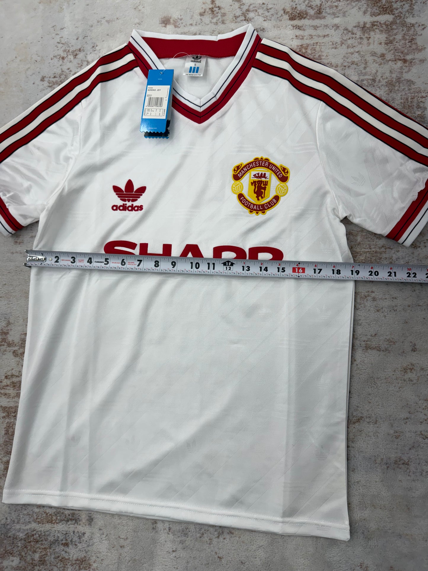 vintage  Manchester United 1986-1988 Adidas SHARP white away jersey S