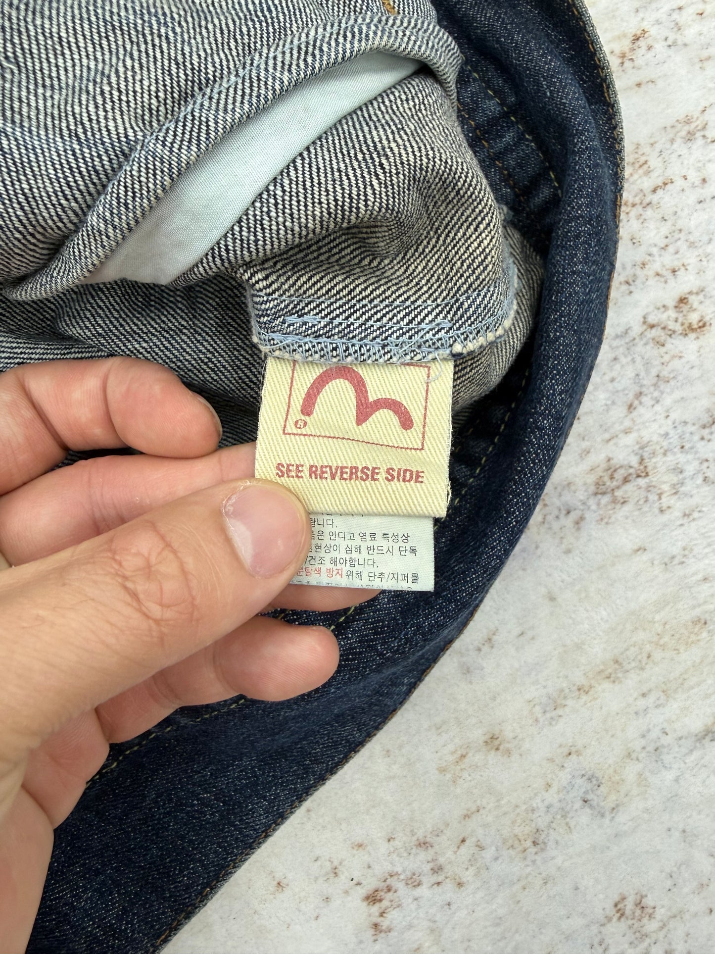 Vintage Evisu Men's Blue and Navy Vest size M ( uesd) 028