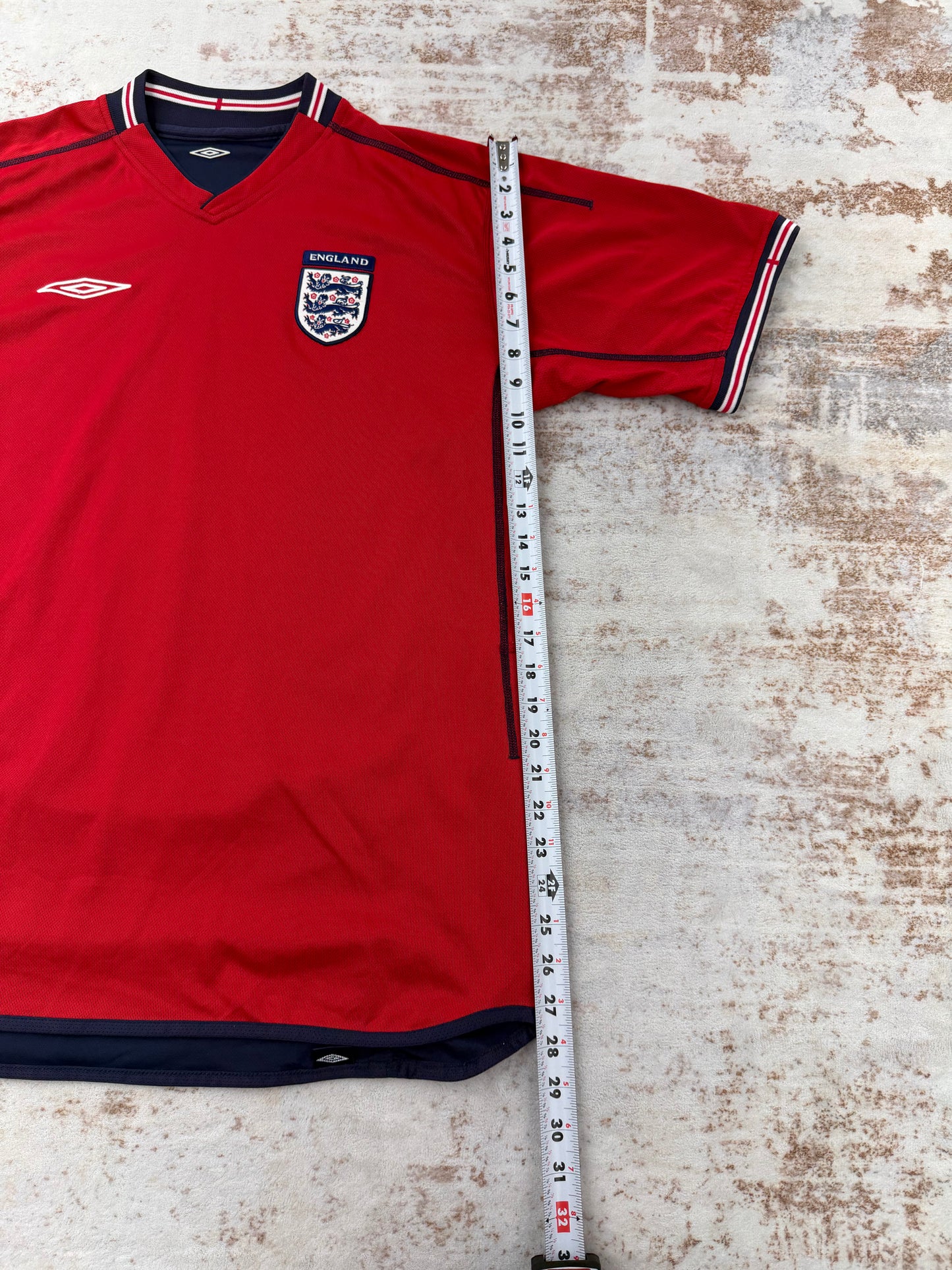 VTG 2004 Umbro England Three Lions Red Reversible Training Jersey Blue L