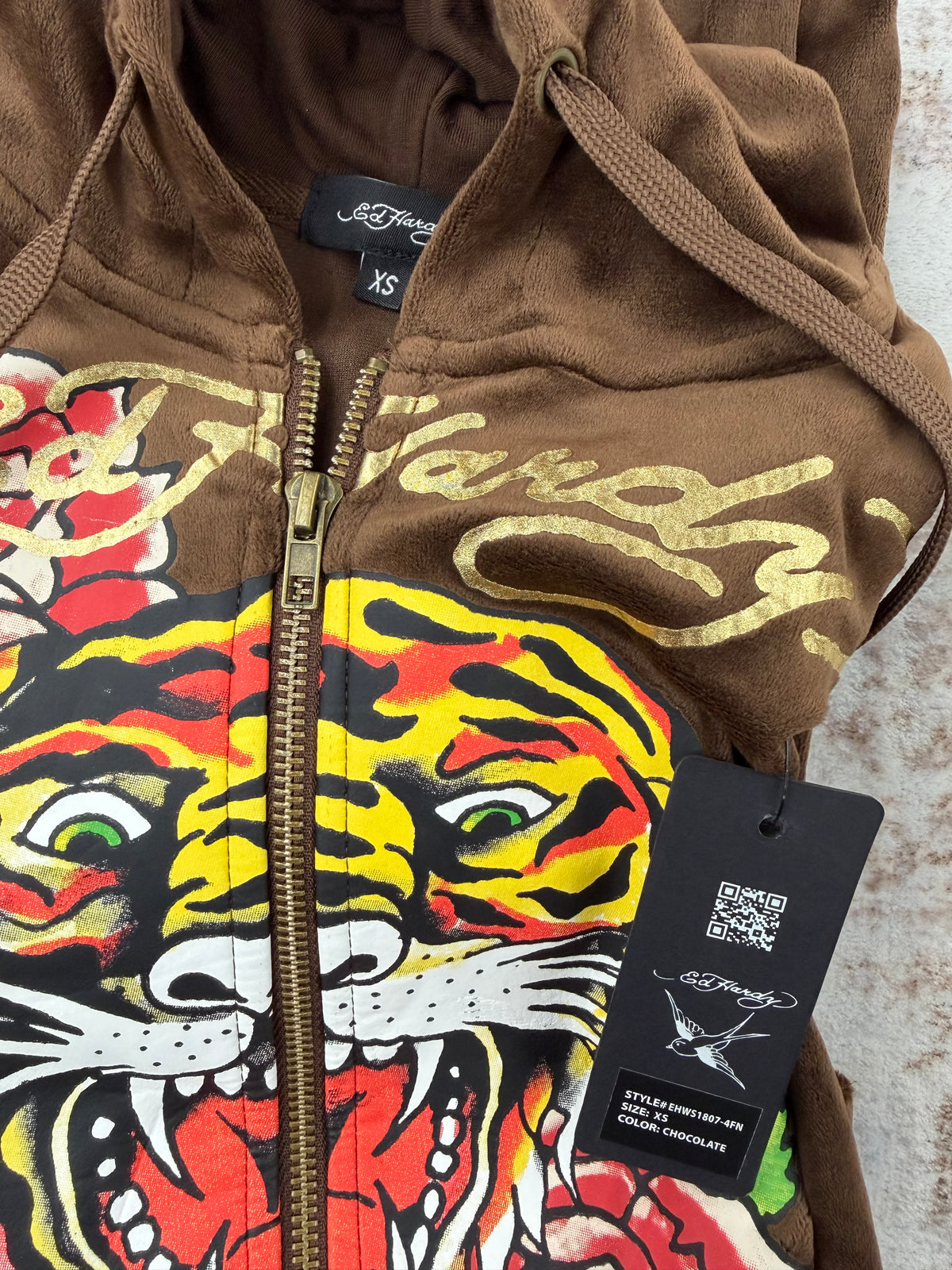 ❤️Ed Hardy Velour burgundy Tracksuit Set • Y2K Style • Size XS/S/M ( brand new)