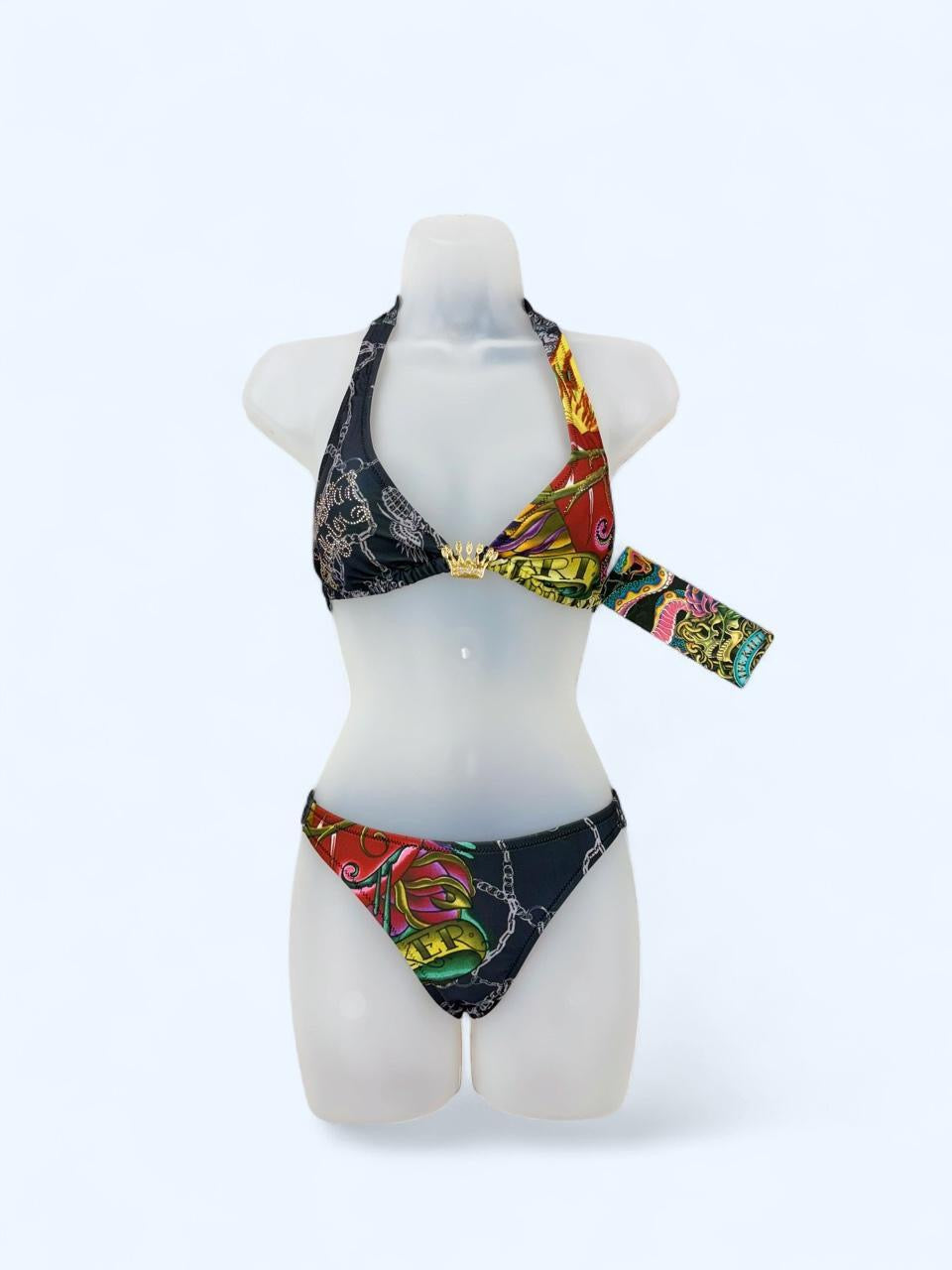 Deadstock Christian Audigier Ed Hardy Graphic Bikini Swimsuit S