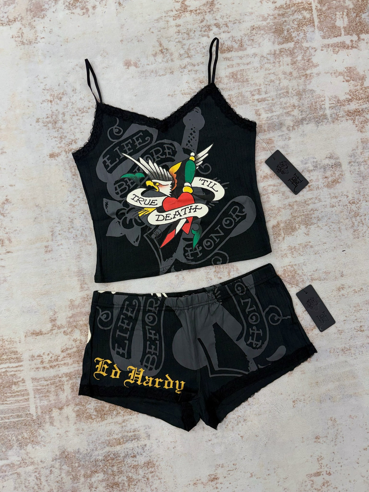 ED hardy  Cami PJ Short Set Y2K Style • Size L
