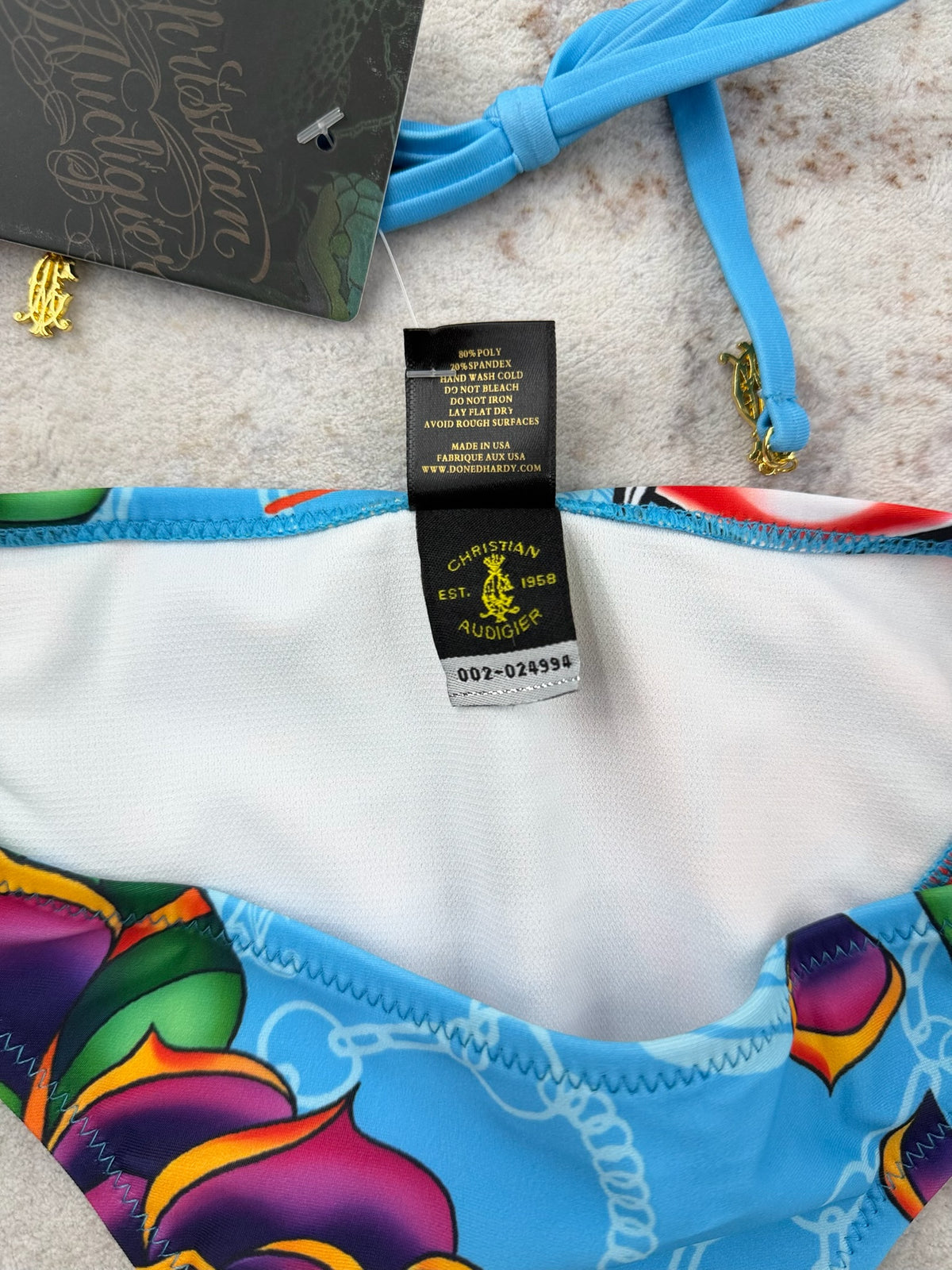 Deadstock Christian Audigier Ed Hardy Graphic Bikini Swimsuit S
