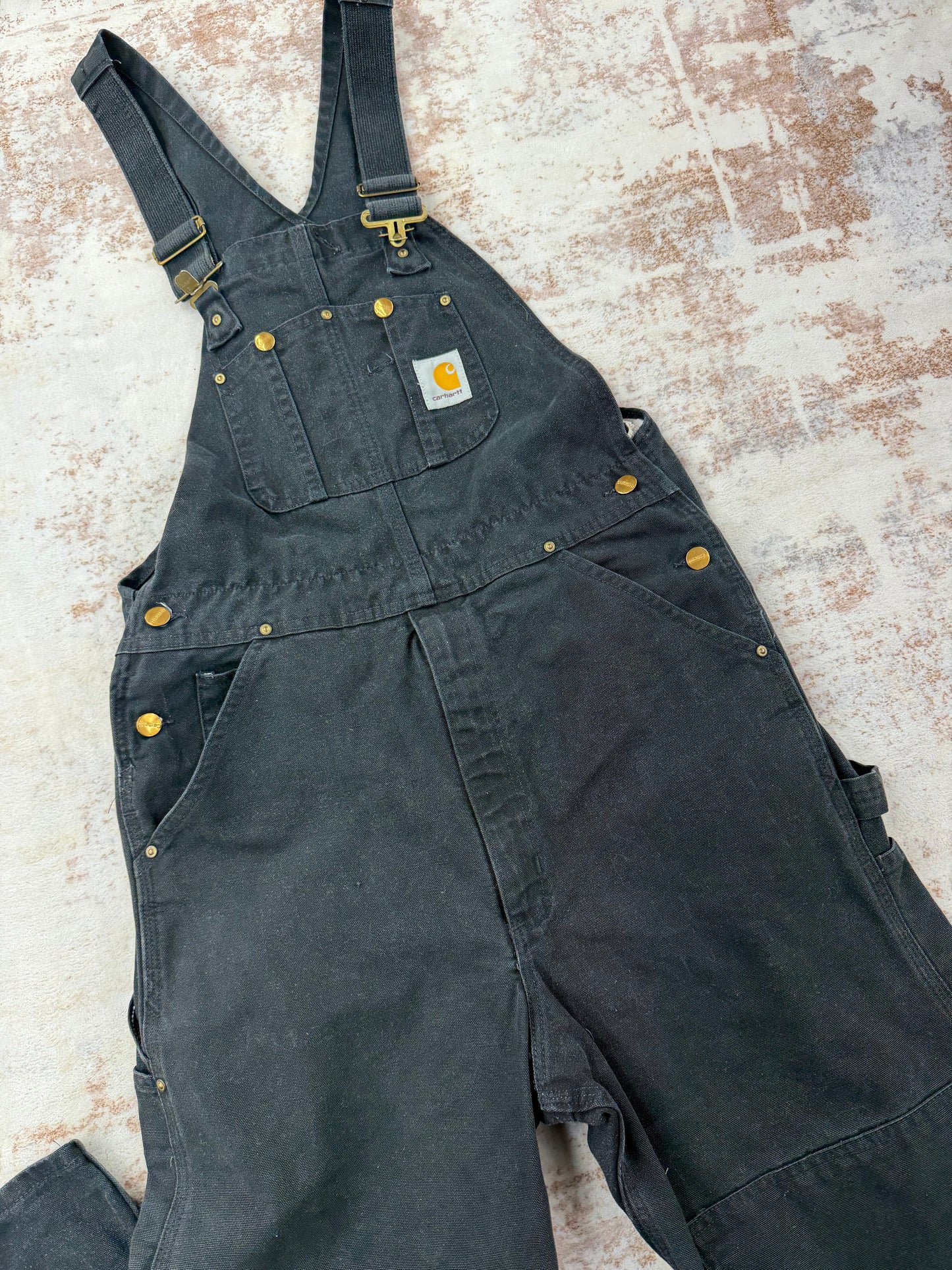 Vintage Carhartt Black Duck Double Knee Overalls Size 34x34