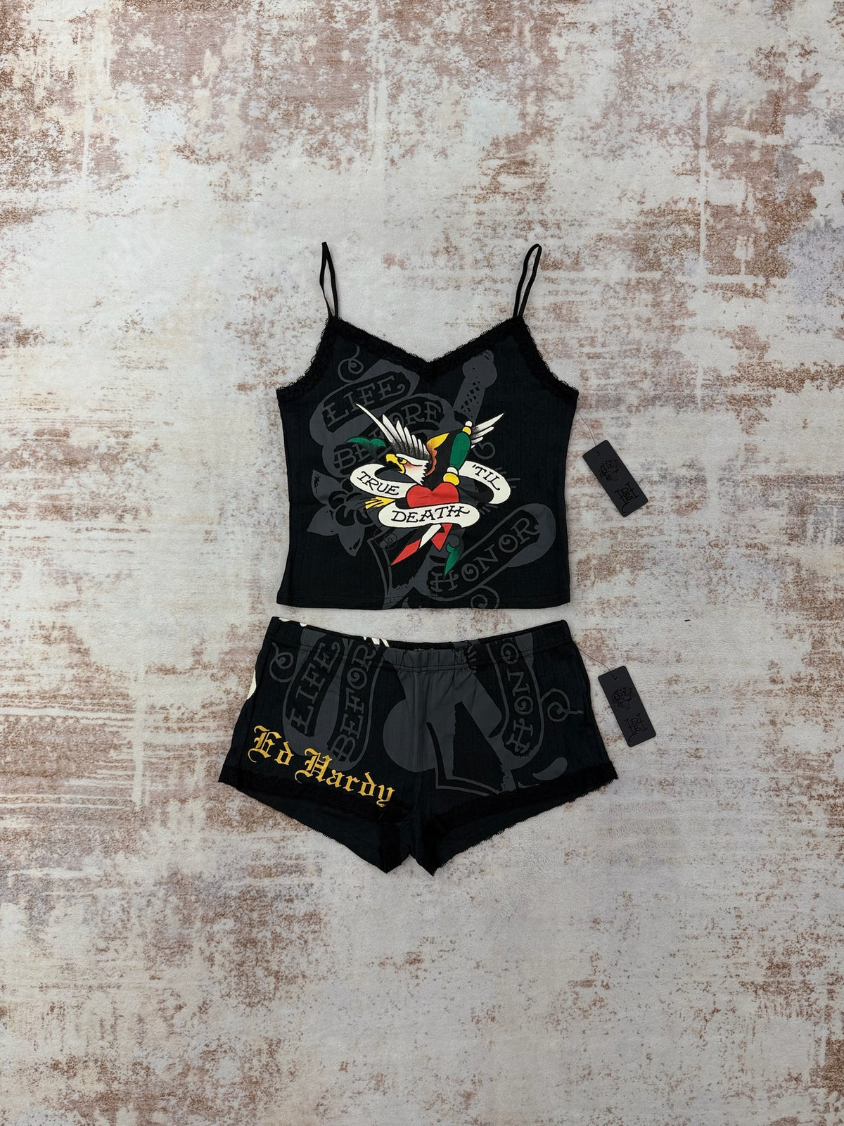 ED hardy  Cami PJ Short Set Y2K Style • Size L
