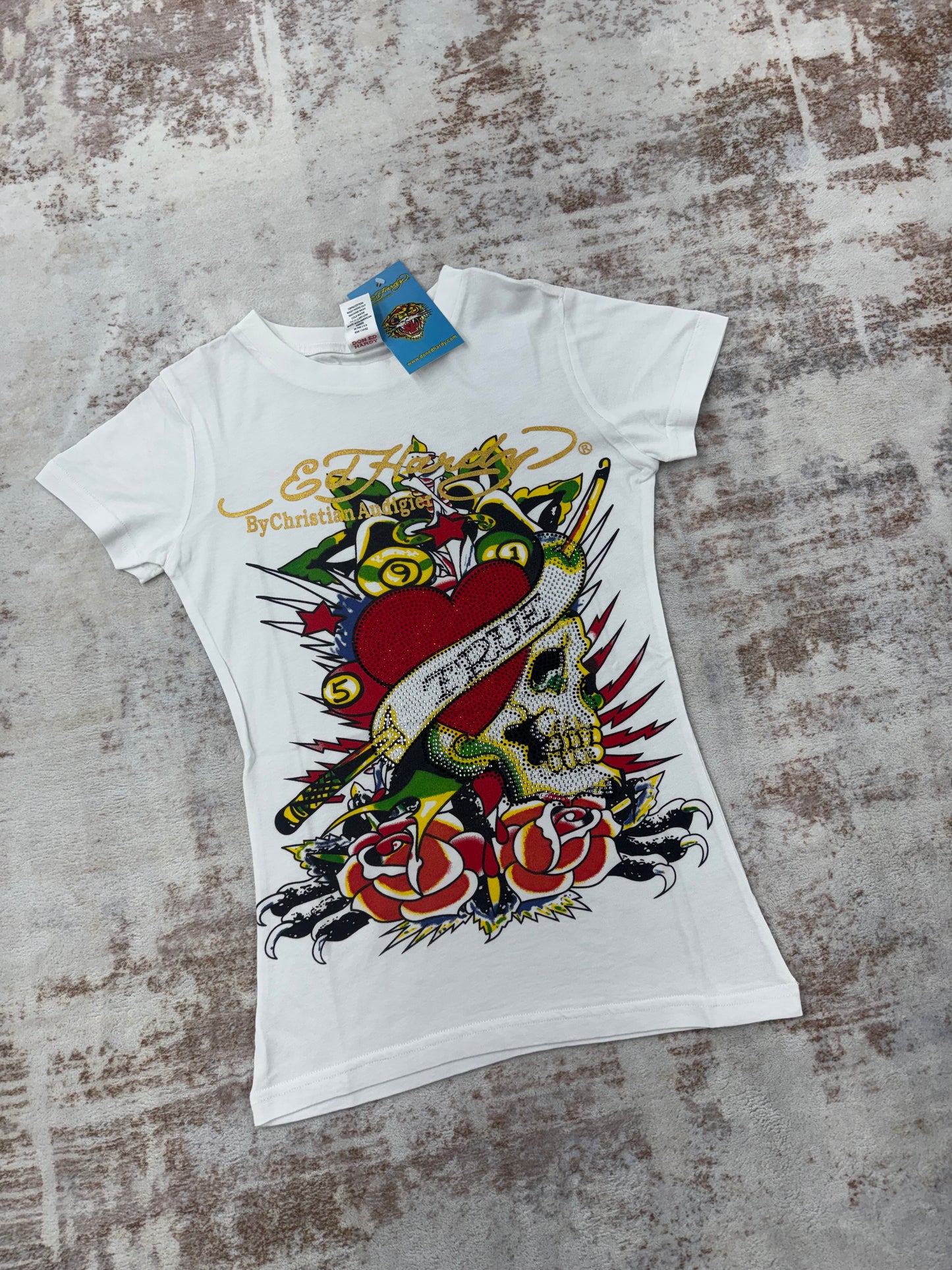 Vintage y2k ED Hardy & Christian audigier women Tee size S/M/L ( NEW)