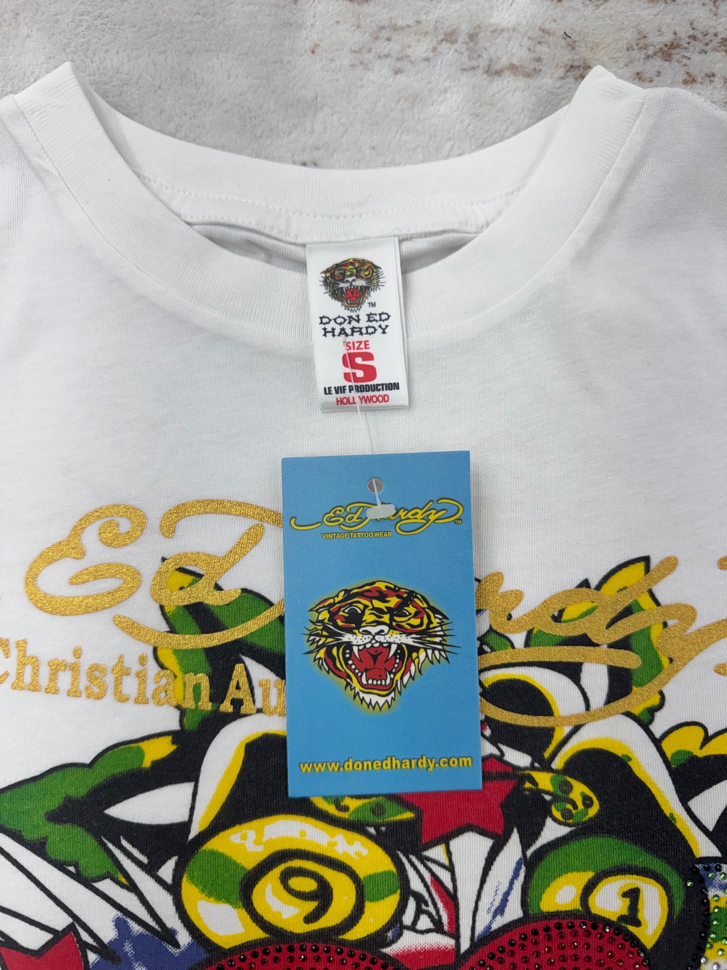 Vintage y2k ED Hardy & Christian audigier women Tee size S/M/L ( NEW)