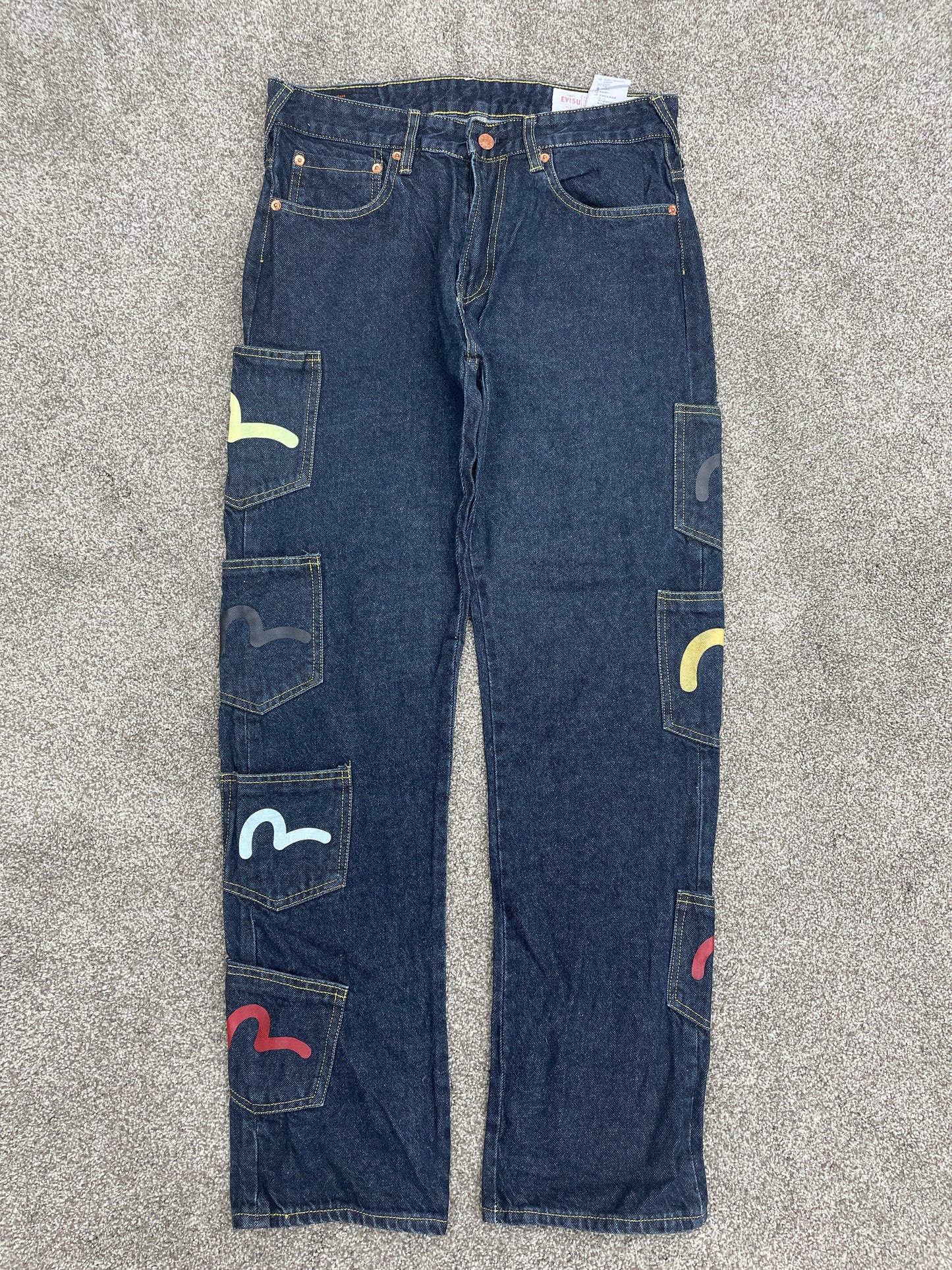 Y2k Evisu Raw Denim Relaxed fit MF Doom 32x30