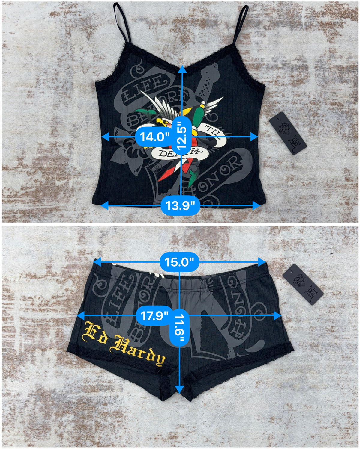 ED hardy  Cami PJ Short Set Y2K Style • Size L