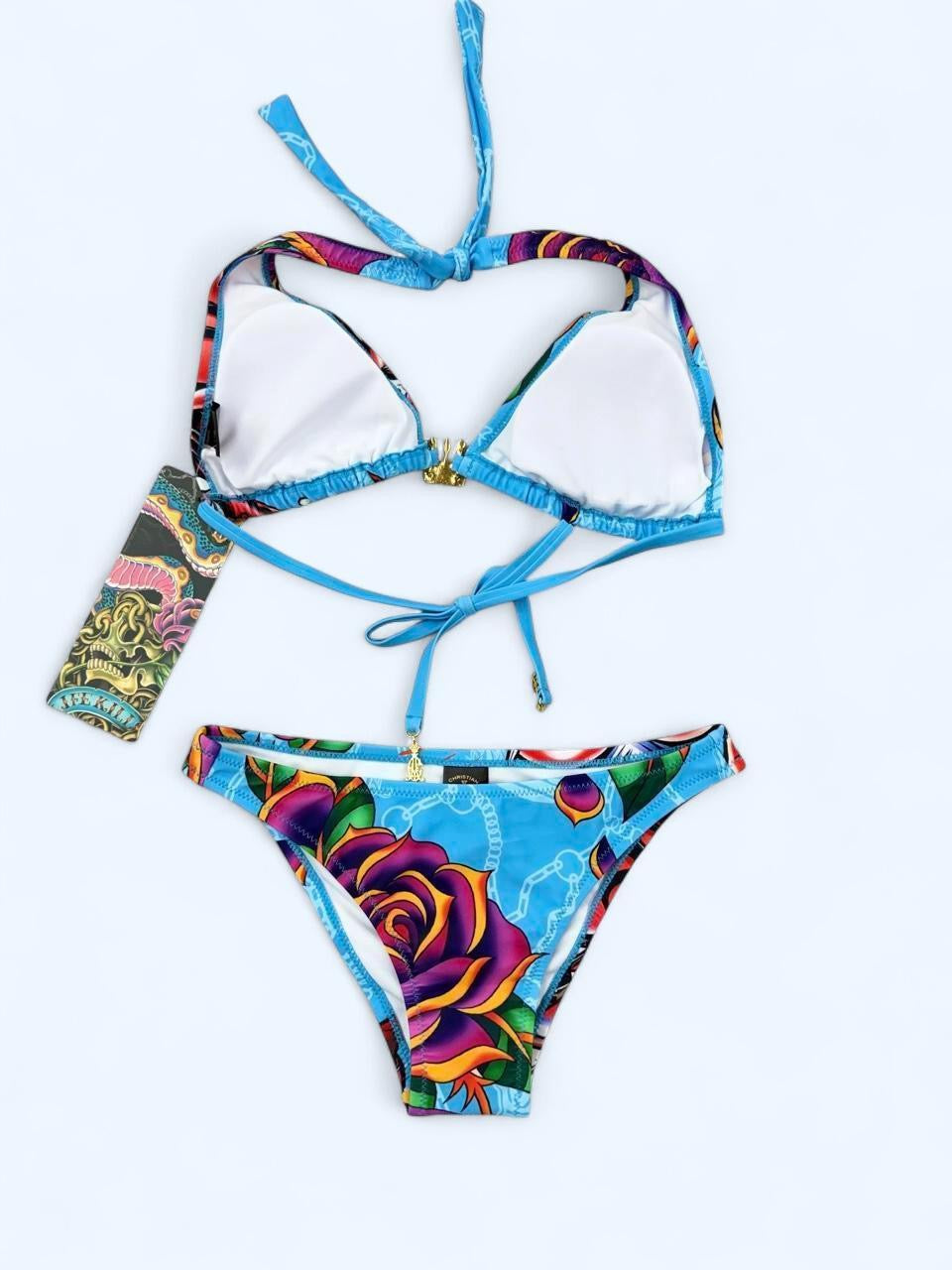 Deadstock Christian Audigier Ed Hardy Graphic Bikini Swimsuit S