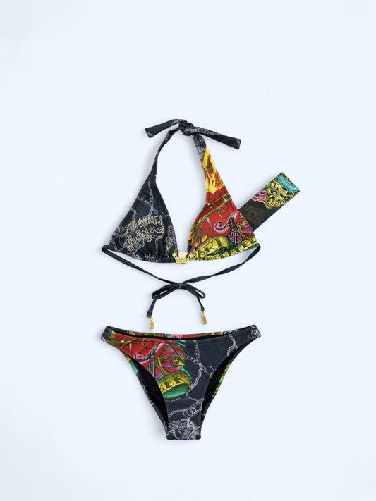 Deadstock Christian Audigier Ed Hardy Graphic Bikini Swimsuit S