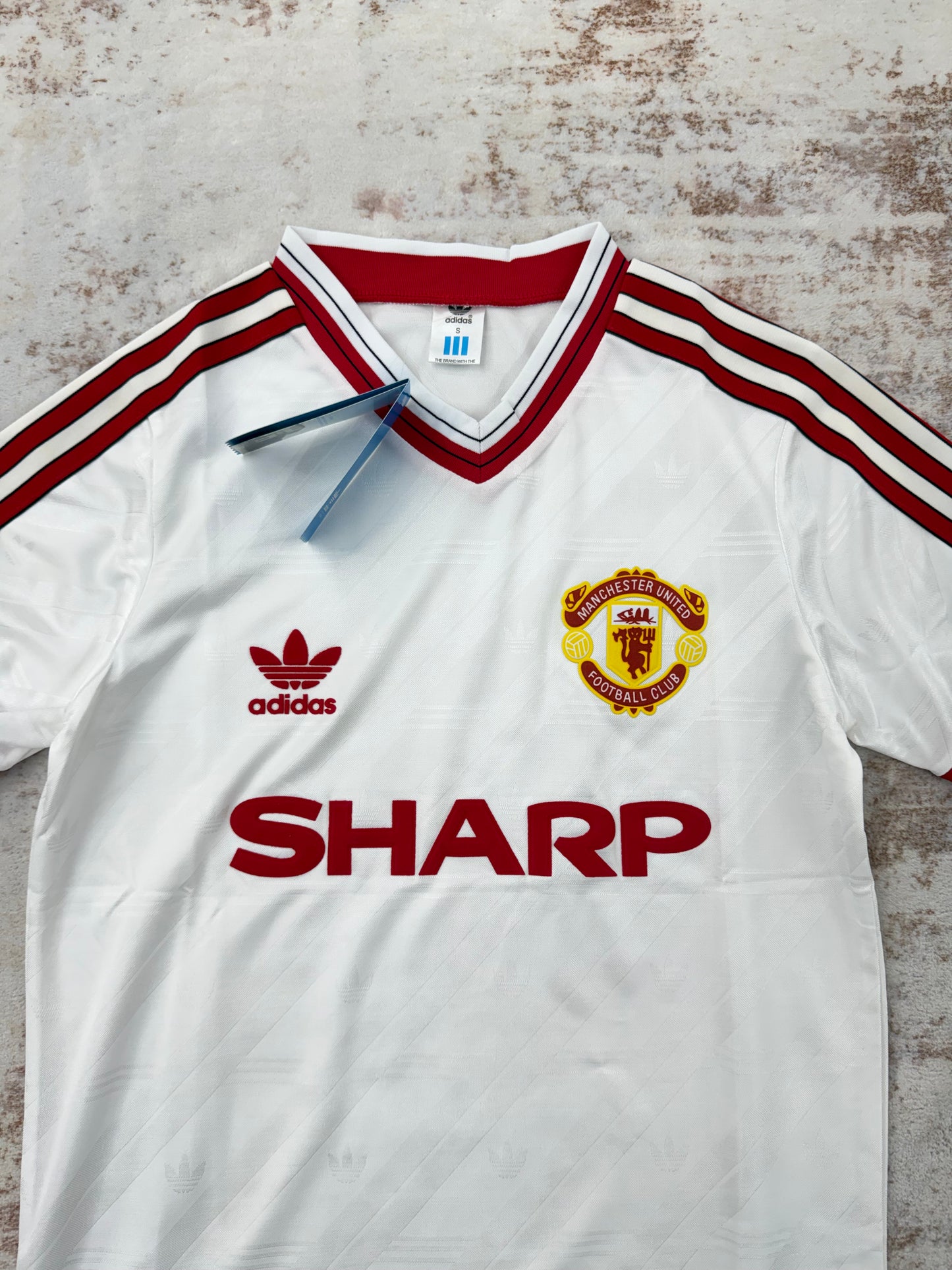 vintage  Manchester United 1986-1988 Adidas SHARP white away jersey S