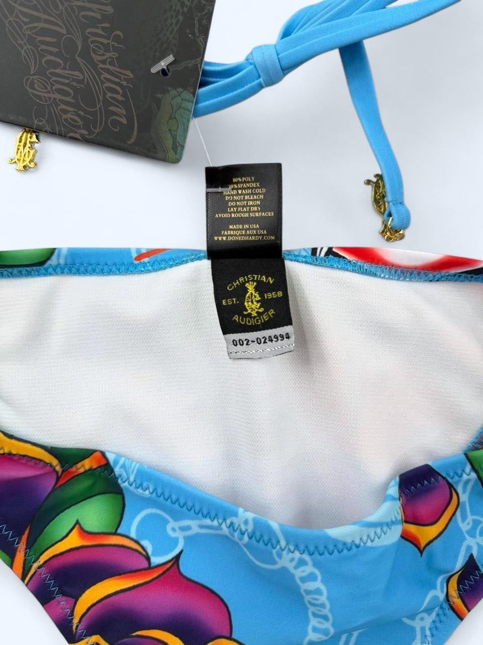 Deadstock Christian Audigier Ed Hardy Graphic Bikini Swimsuit S