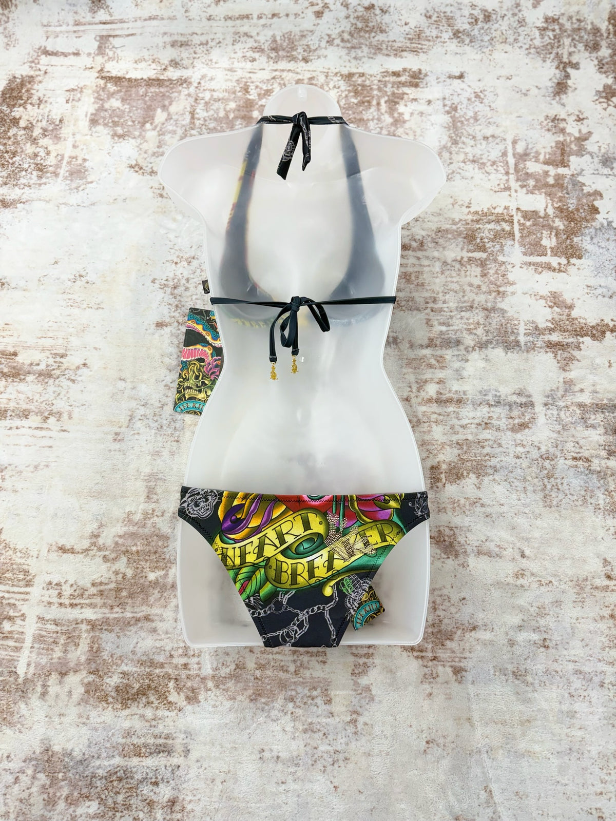 Deadstock Christian Audigier Ed Hardy Graphic Bikini Swimsuit S