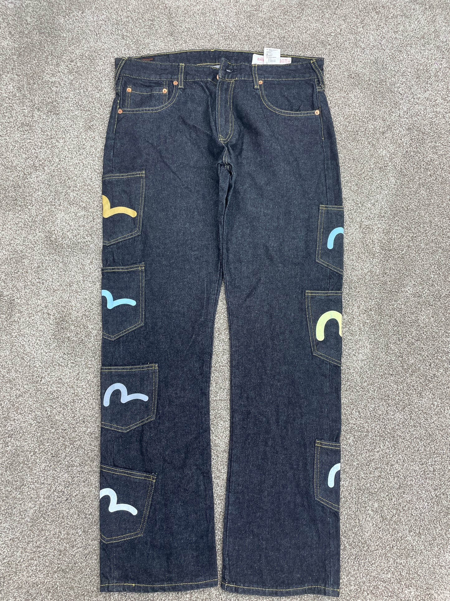 Y2k Evisu Raw Denim Relaxed fit MF Doom   36x30