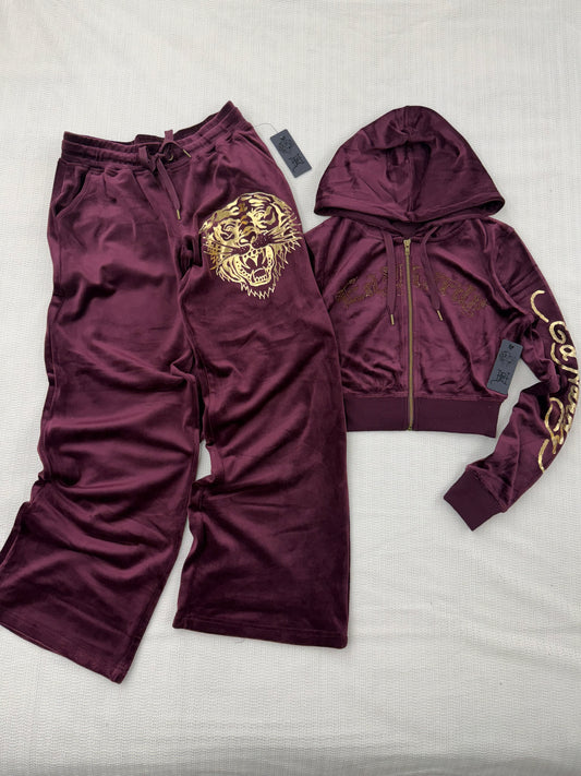 ❤️Ed Hardy   Velour  burgundy Tracksuit Set • Y2K Style • Size XS/S/M ( brand new)