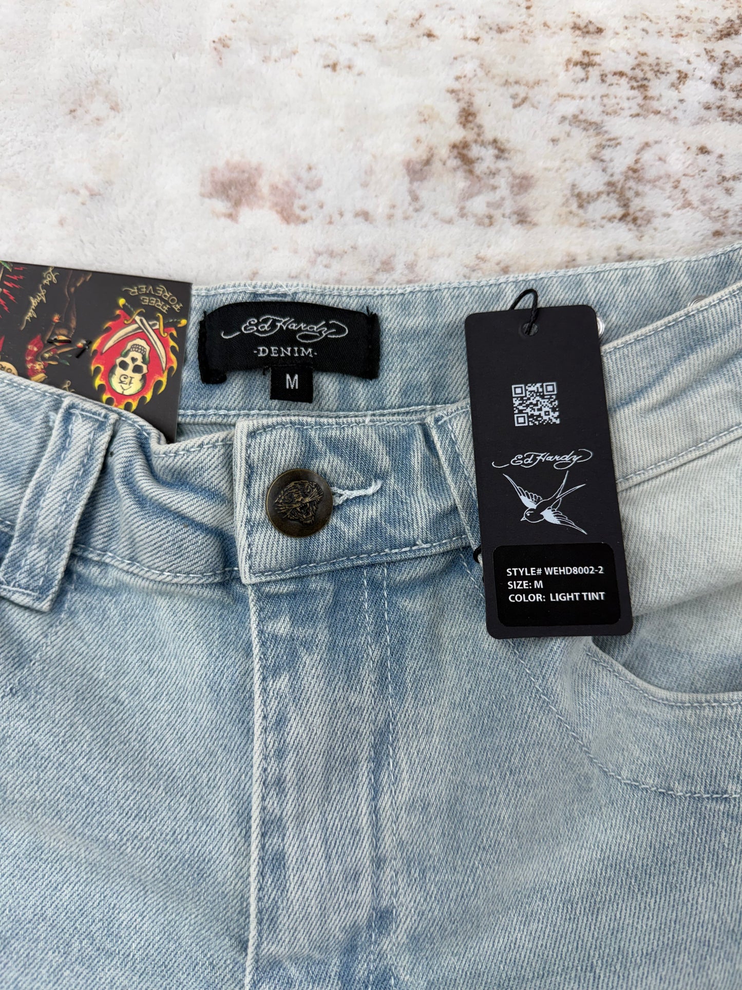 Ed Hardy women’s Baggy Denim jeans shorts • Y2K Style • Size S/M