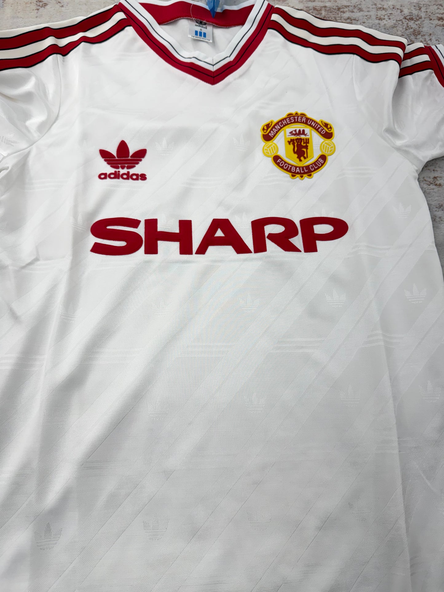 vintage  Manchester United 1986-1988 Adidas SHARP white away jersey S