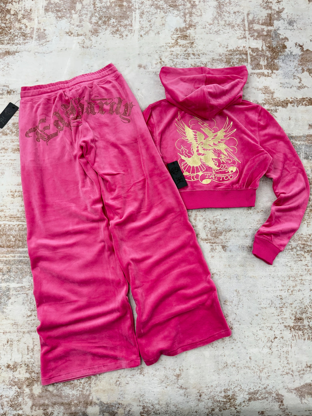 ❤️Ed Hardy Velour burgundy Tracksuit Set • Y2K Style • Size XS/M ( brand new)