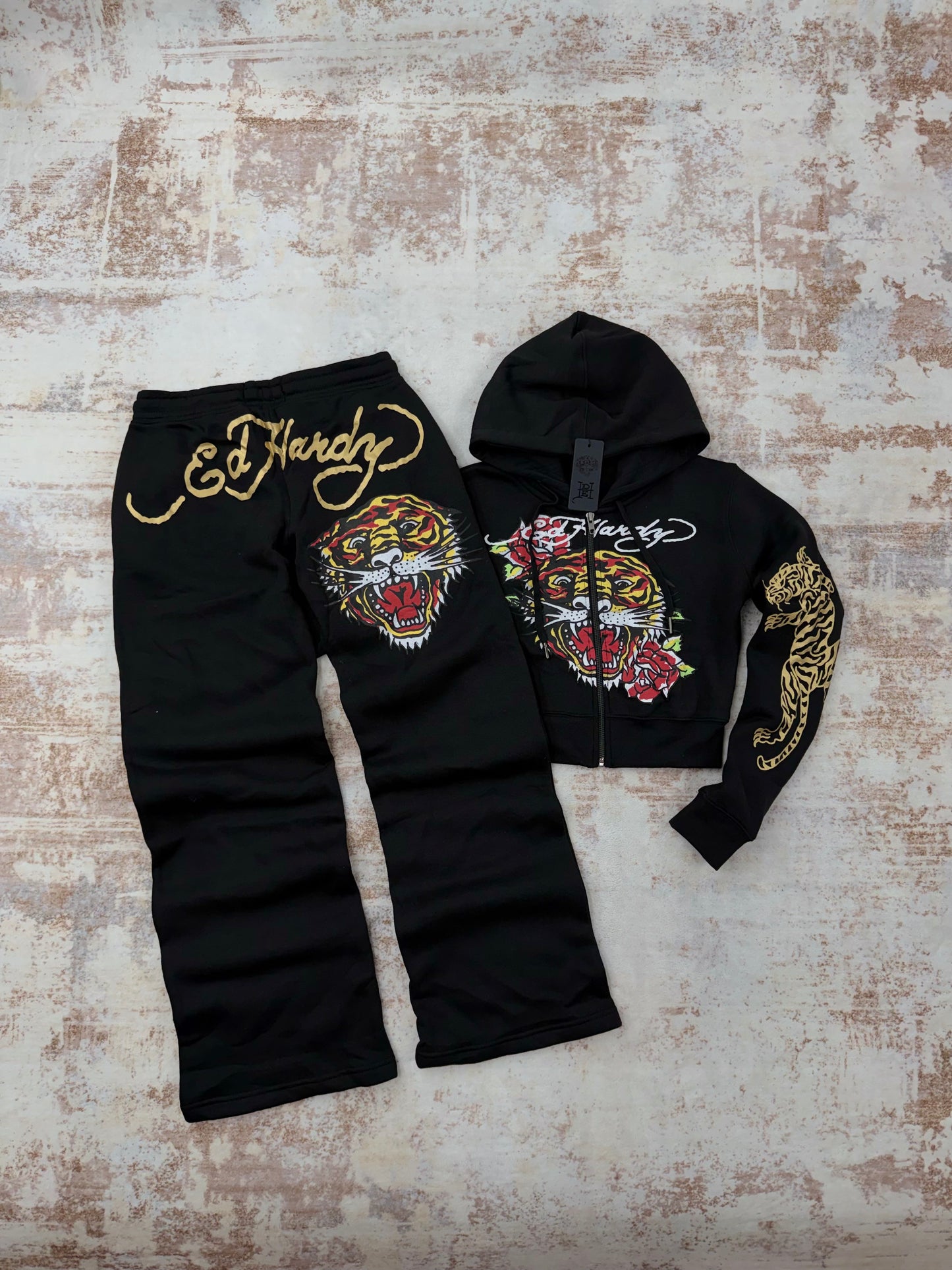 Ed Hardy Black Tracksuit Set • Y2K Style • Size ( XS/S/M/L)