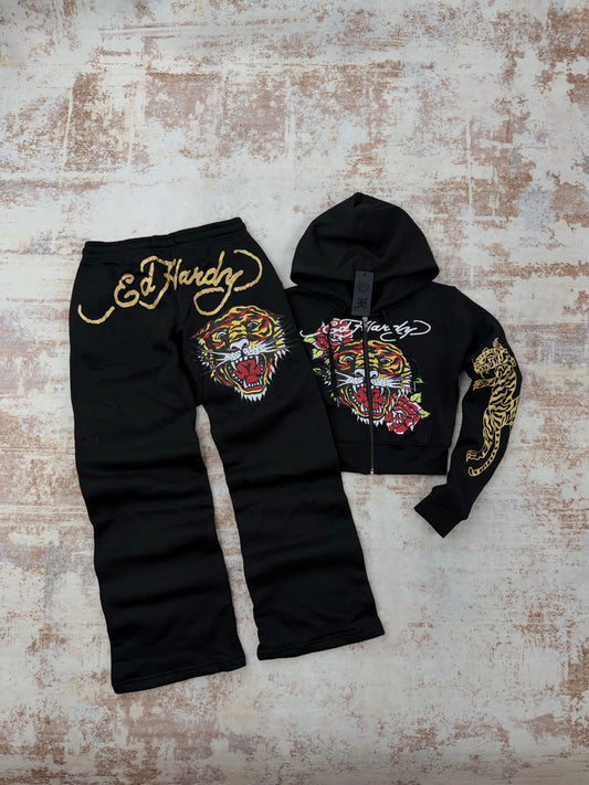 Ed Hardy Black Tracksuit Set • Y2K Style • Size ( XS/S/M/L)
