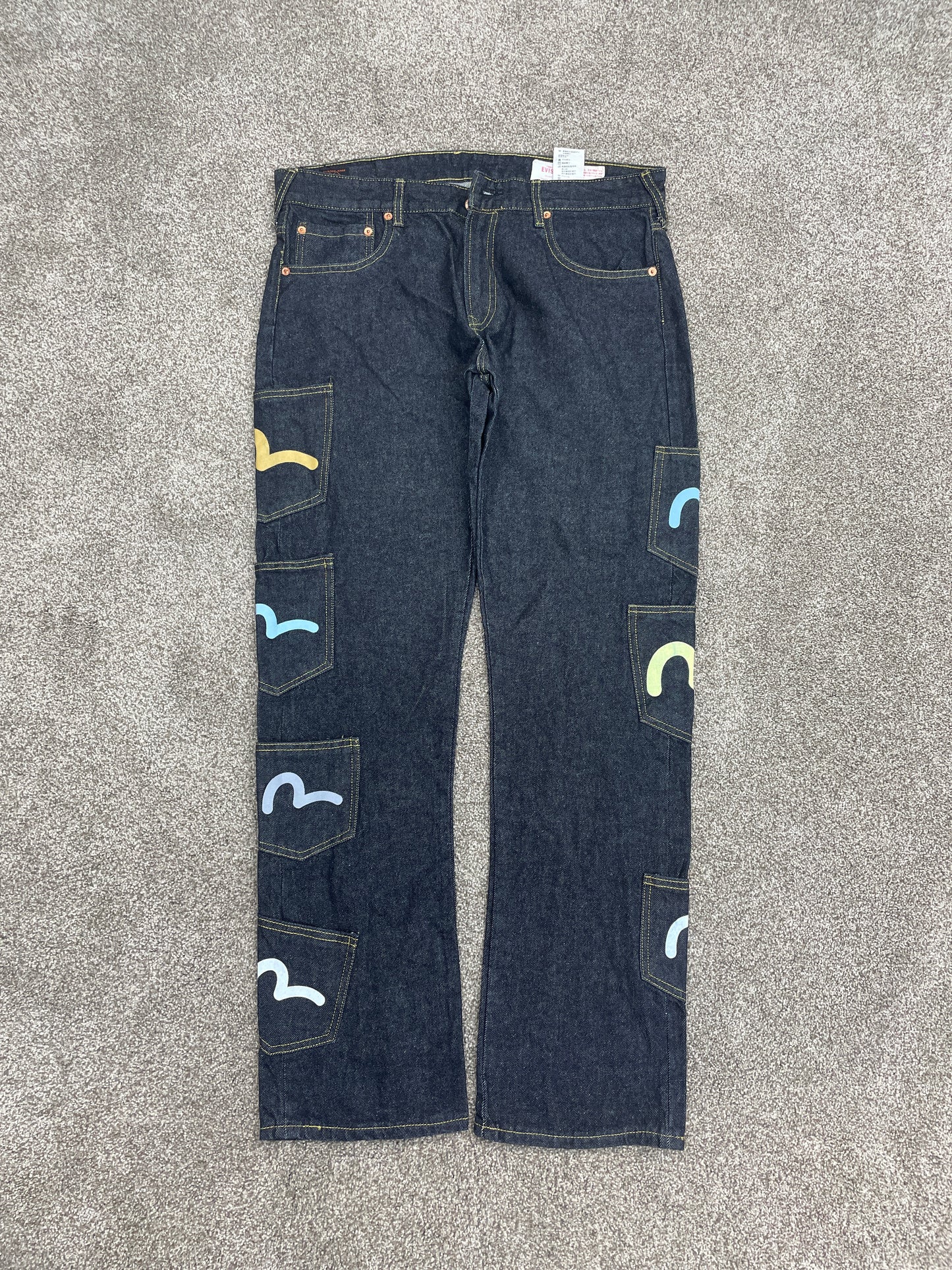 Y2k Evisu Raw Denim Relaxed fit MF Doom   36x30