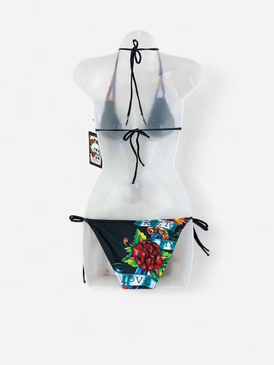 Deadstock   Y2K Style  Ed Hardy Graphic Bikini Swimsuit S