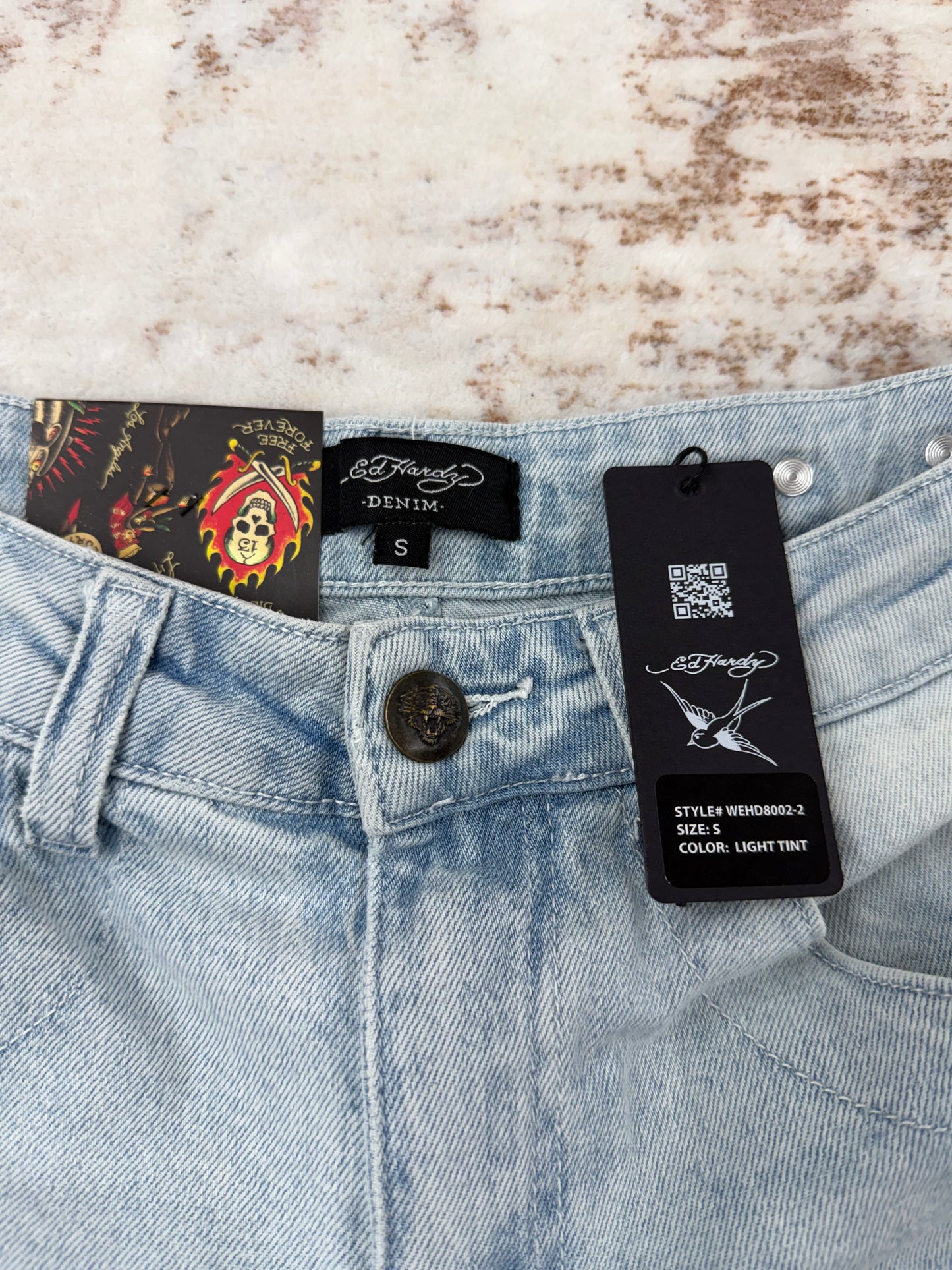 Ed Hardy women’s Baggy Denim jeans shorts • Y2K Style • Size S/M