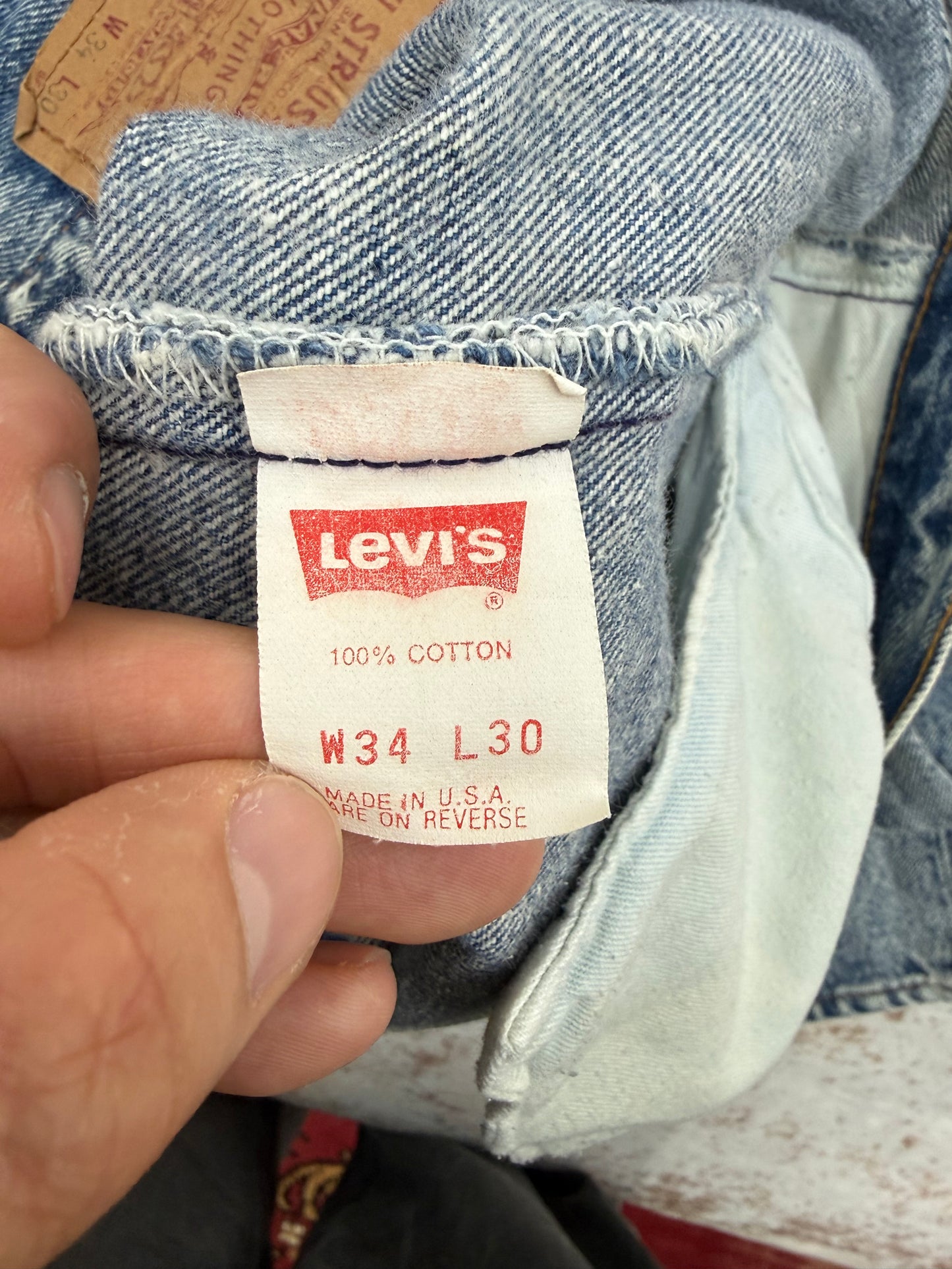 Men Vintage Levi’s 501 Acid Wash Denim Jeans Button Fly size 34x30