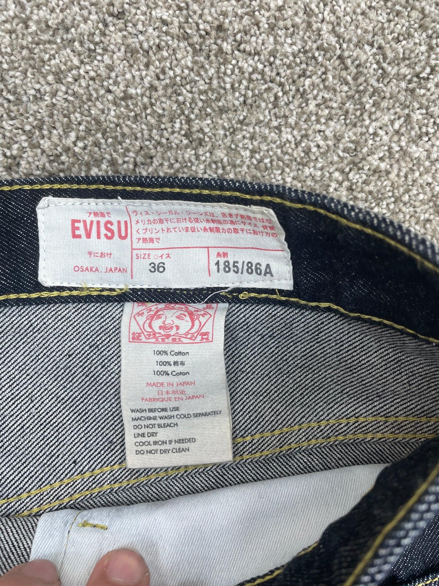 Y2k Evisu Raw Denim Relaxed fit MF Doom   36x30