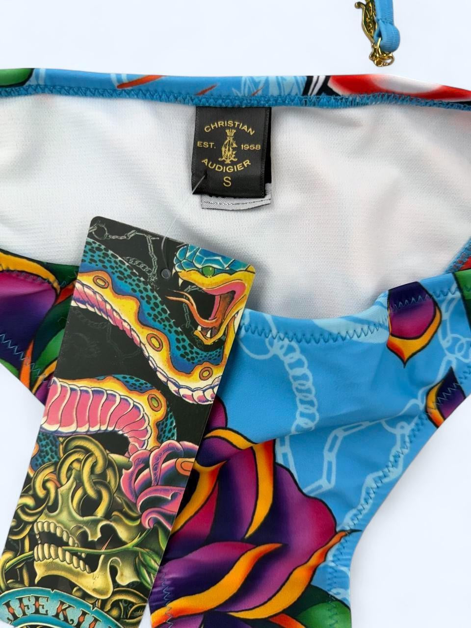 Deadstock Christian Audigier Ed Hardy Graphic Bikini Swimsuit S